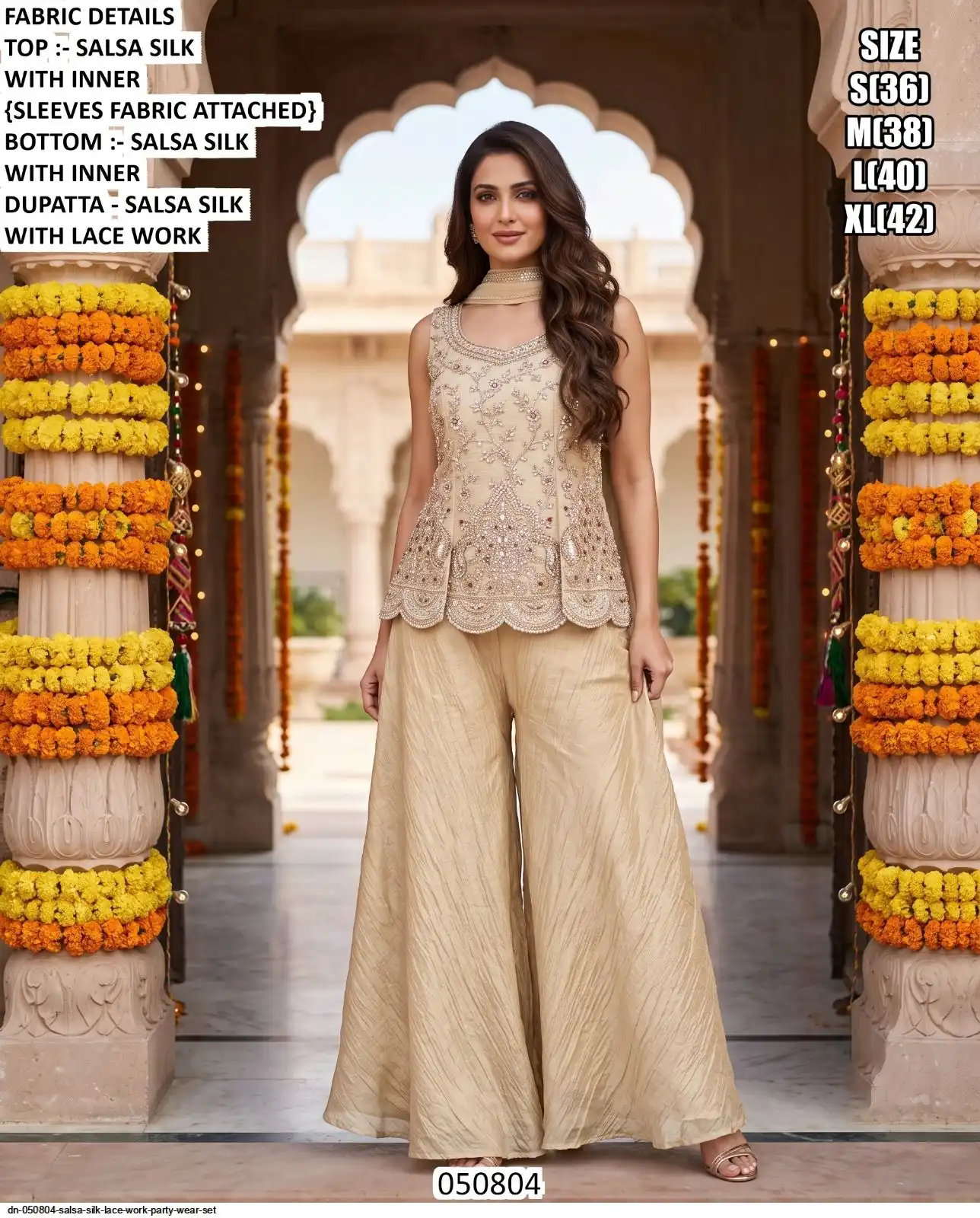 DN 050804 SALSA SILK LACE WORK PARTY WEAR SET B
