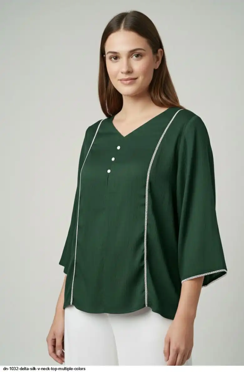 DN 1032 DELTA SILK V NECK TOP MULTIPLE COLORS D