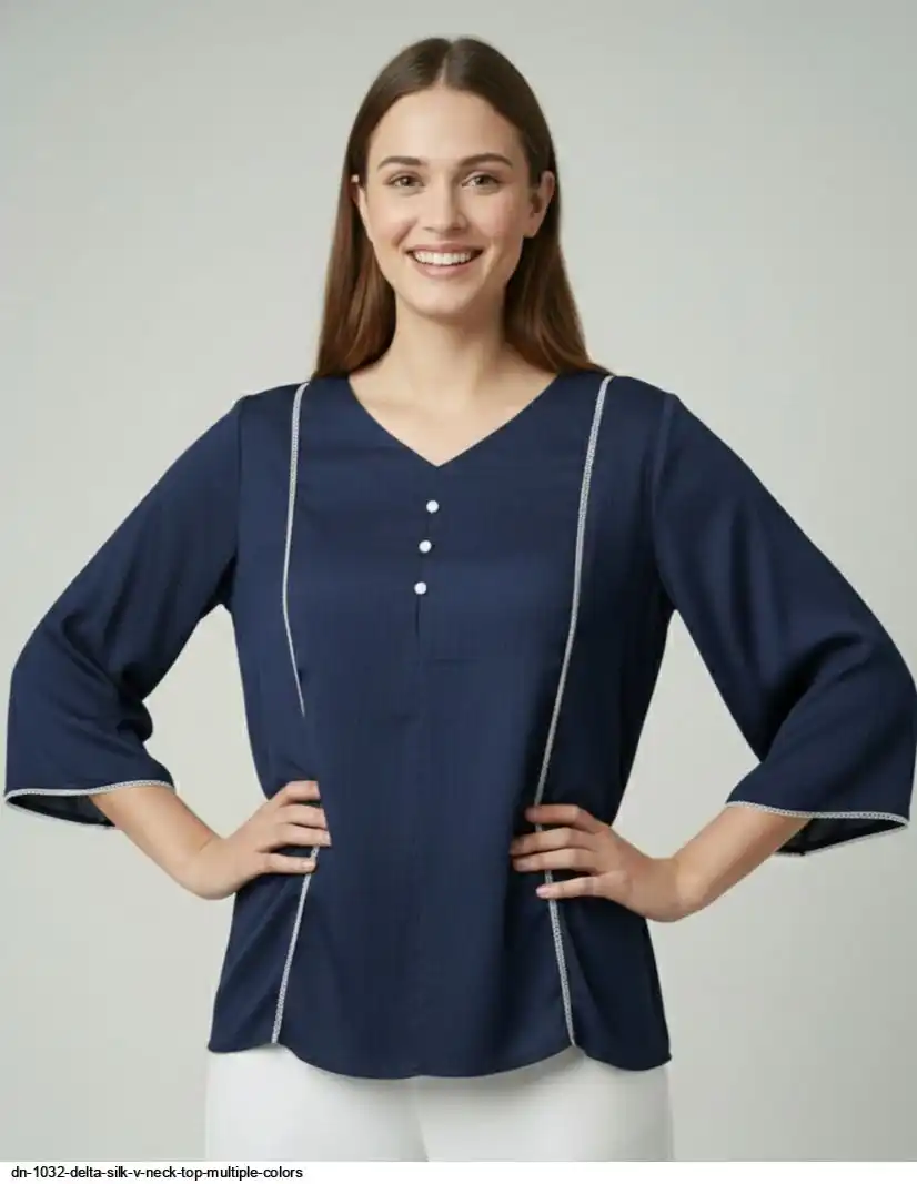 DN 1032 DELTA SILK V NECK TOP MULTIPLE COLORS B