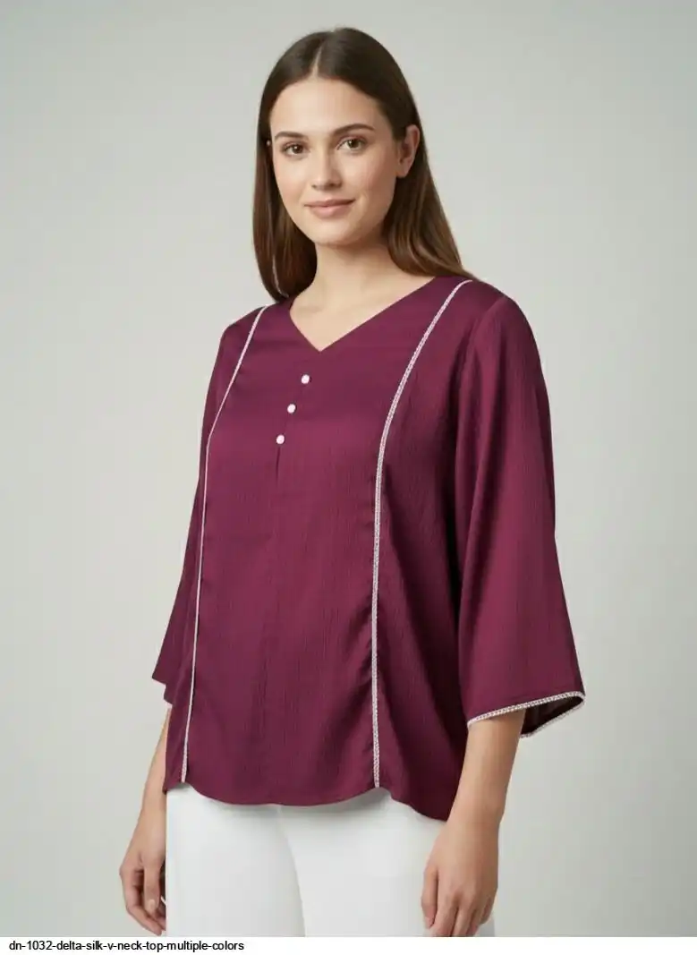 DN 1032 DELTA SILK V NECK TOP MULTIPLE COLORS C