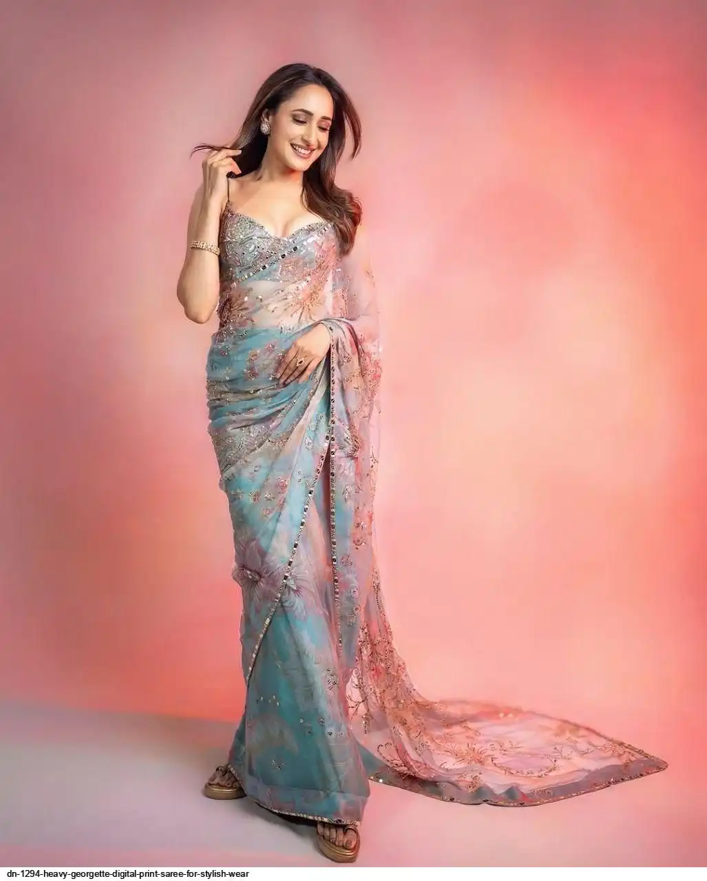 DN 1294 HEAVY GEORGETTE DIGITAL PRINT SAREE FOR STYLISH WEAR A