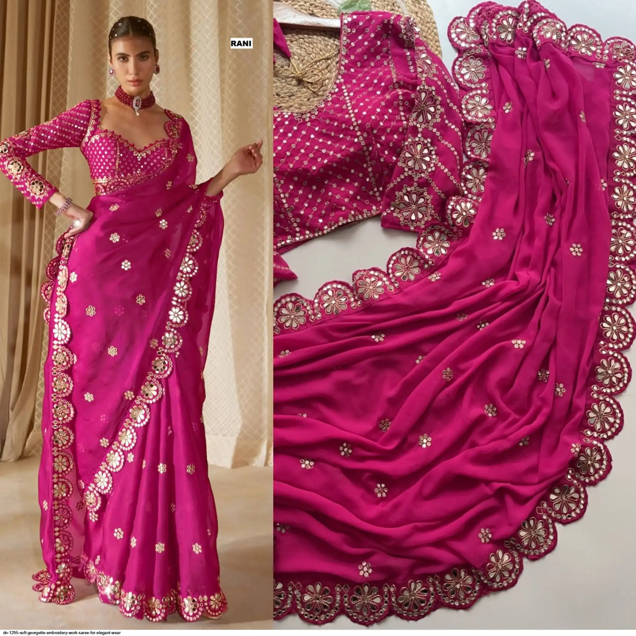 DN 1295 SOFT GEORGETTE EMBROIDERY WORK SAREE FOR ELEGANT WEAR G