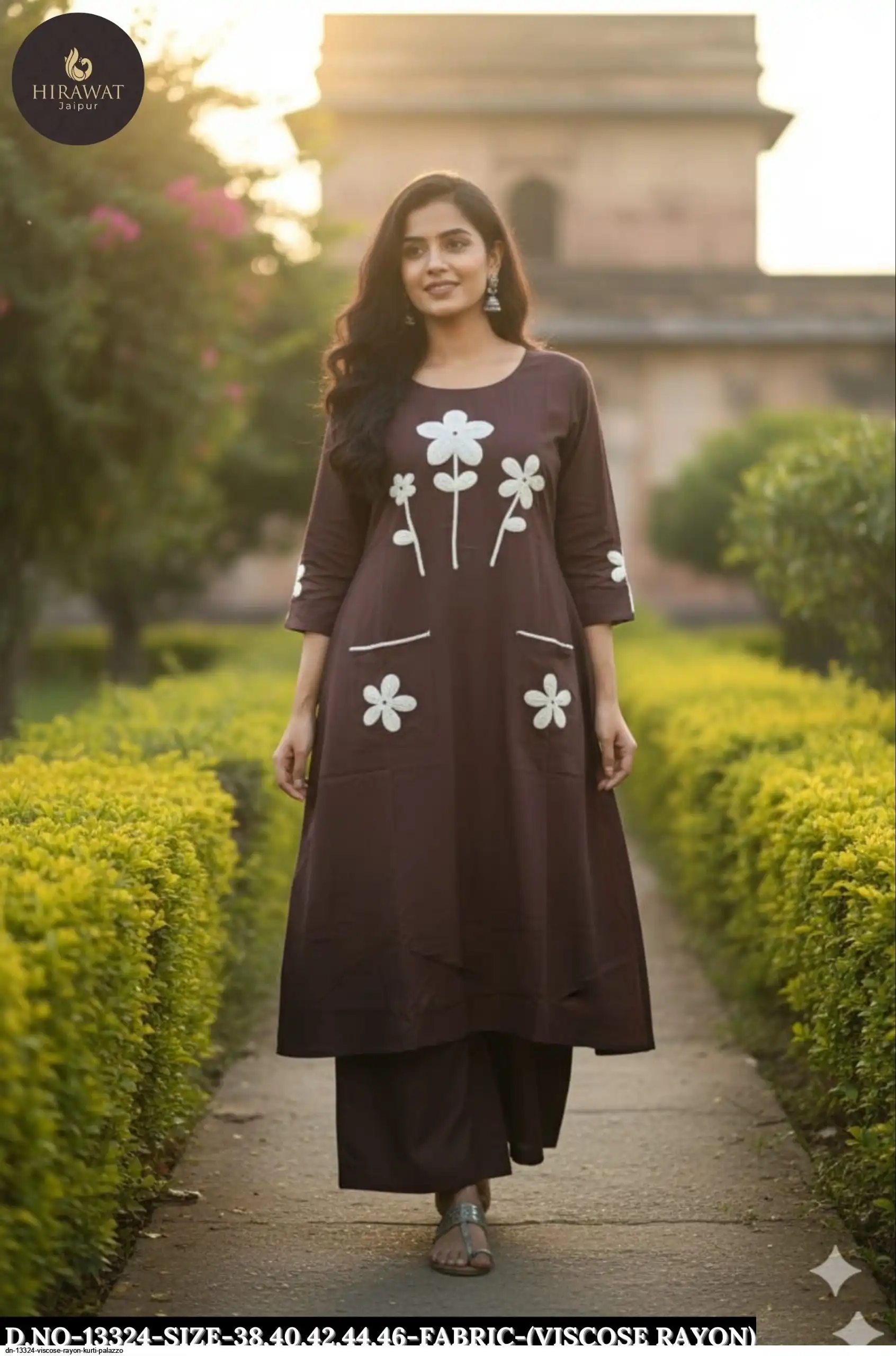 DN 13324 VISCOSE RAYON KURTI PALAZZO C