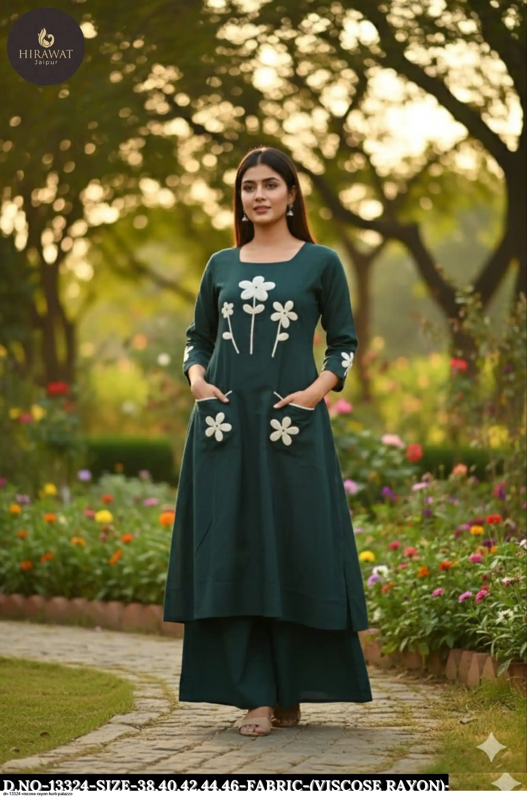 DN 13324 VISCOSE RAYON KURTI PALAZZO B