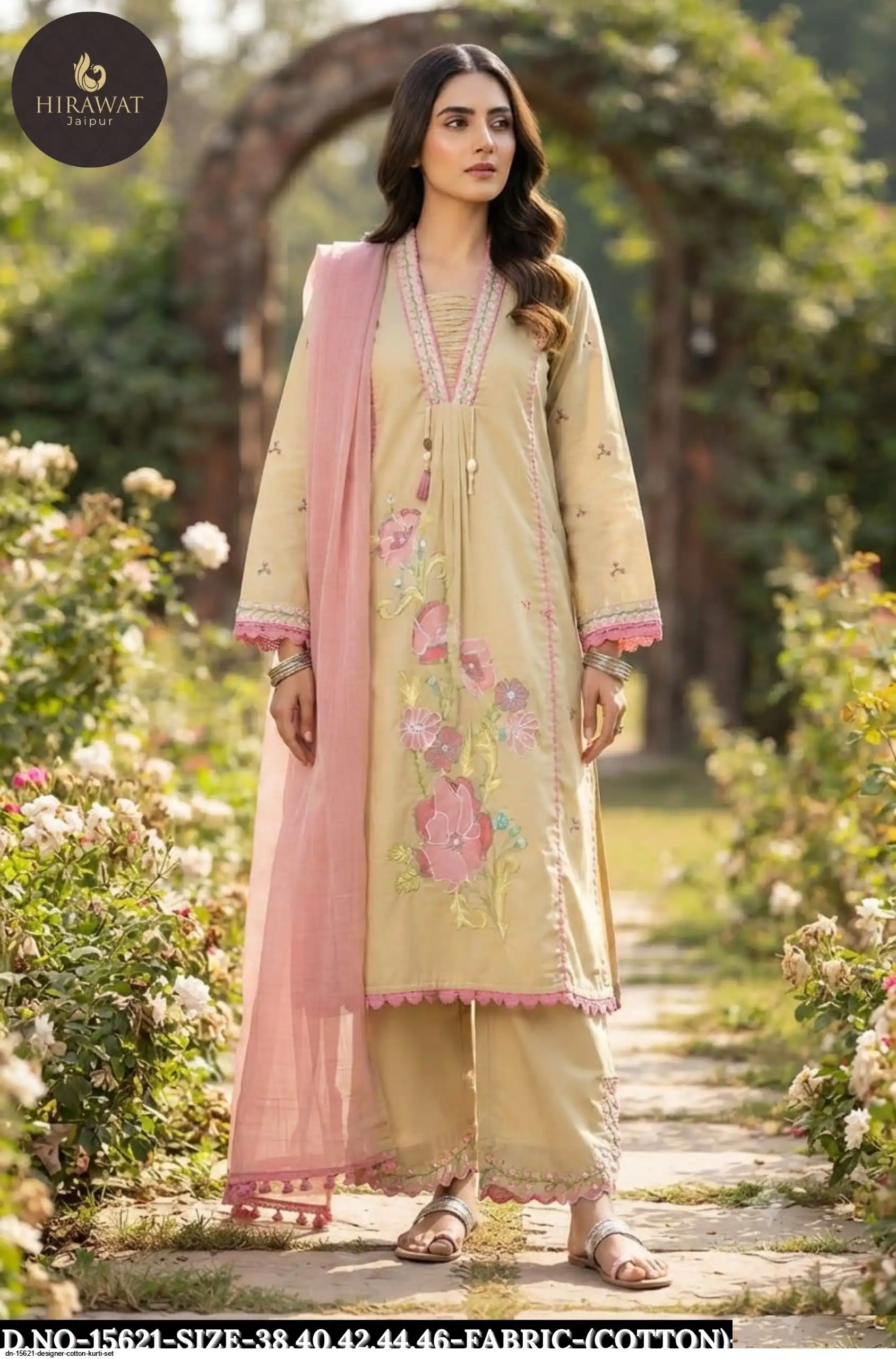 DN 15621 DESIGNER COTTON KURTI SET B
