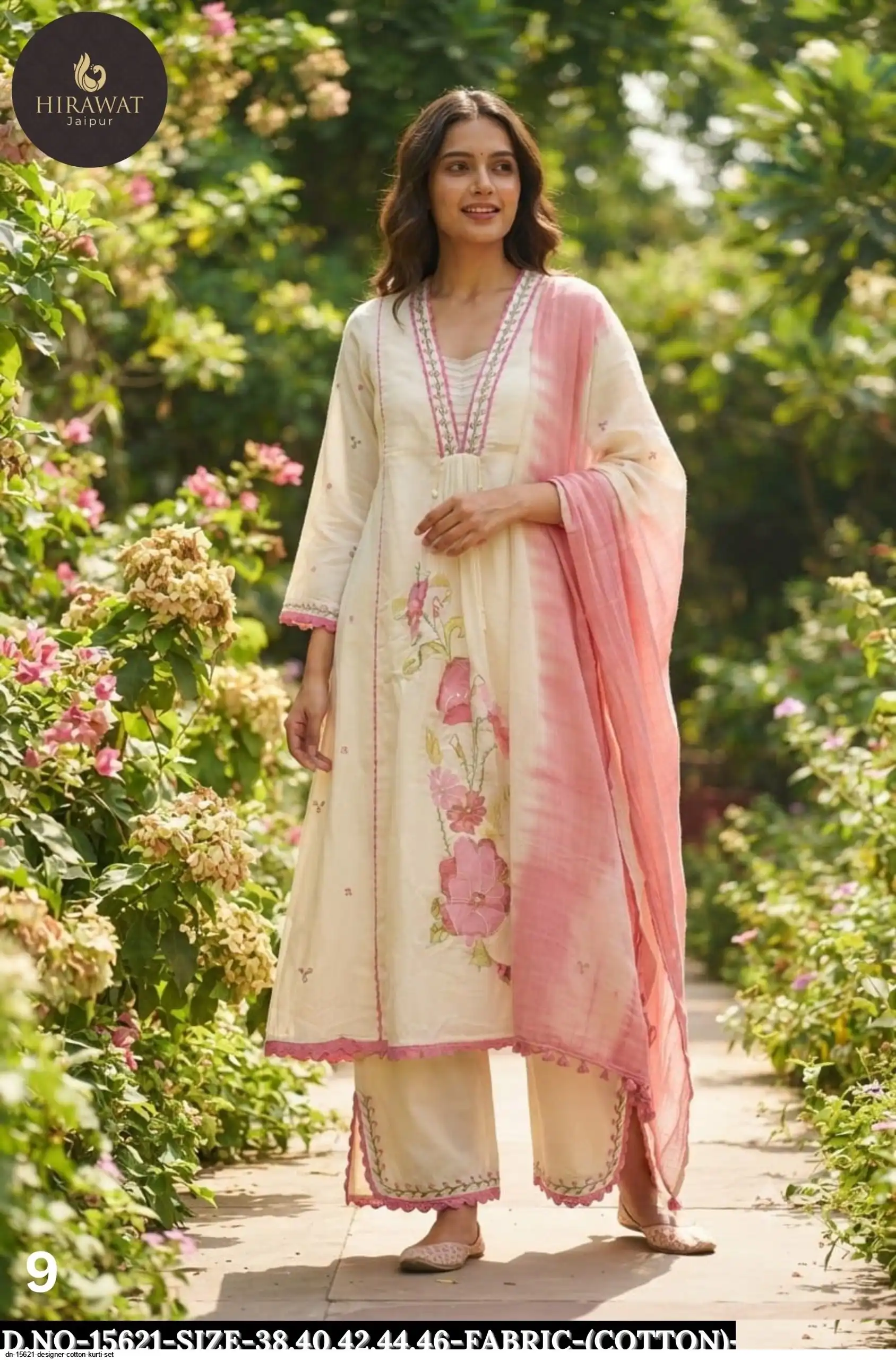 DN 15621 DESIGNER COTTON KURTI SET A