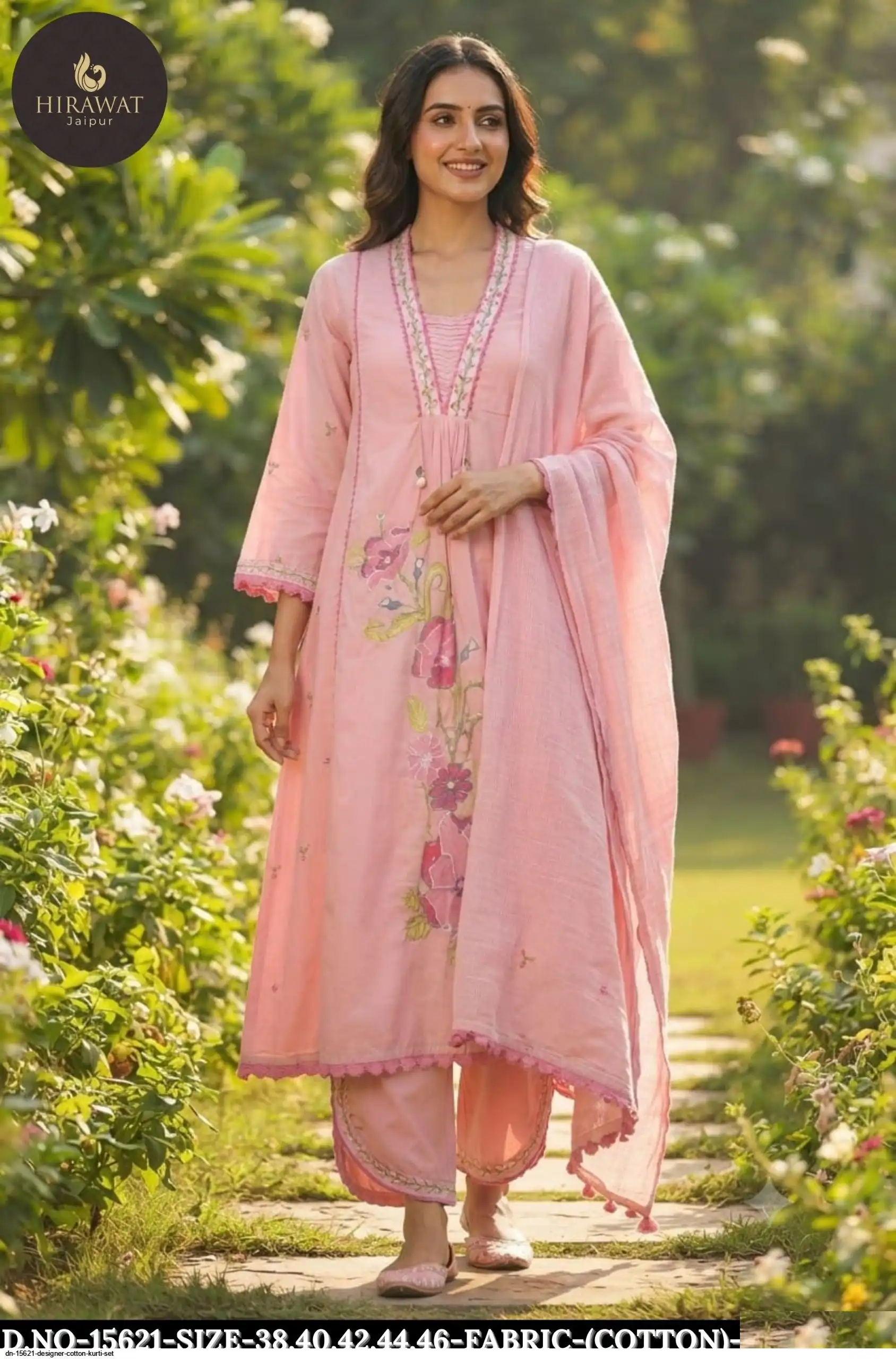 DN 15621 DESIGNER COTTON KURTI SET C