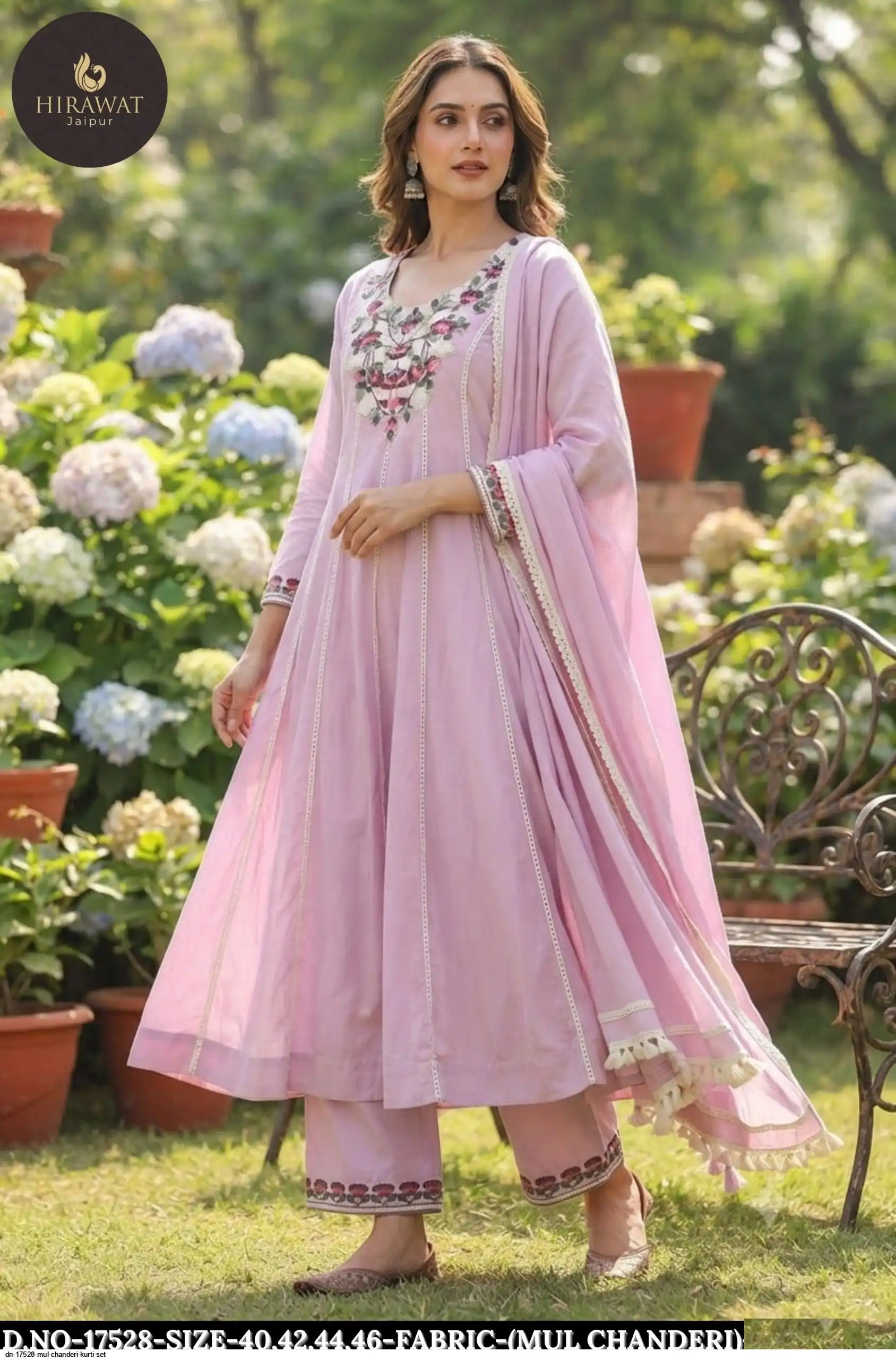 DN 17528 MUL CHANDERI KURTI SET B