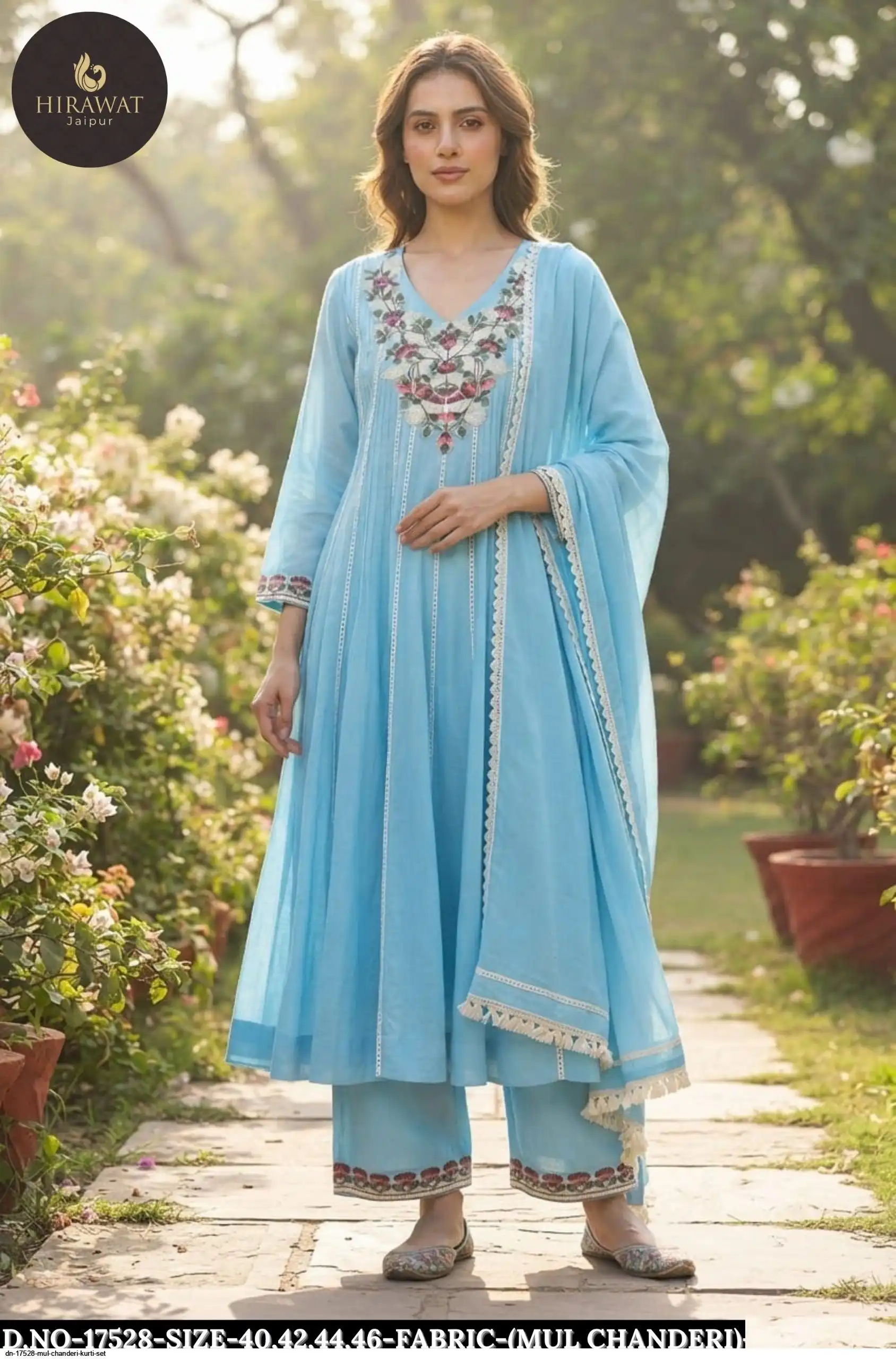 DN 17528 MUL CHANDERI KURTI SET A