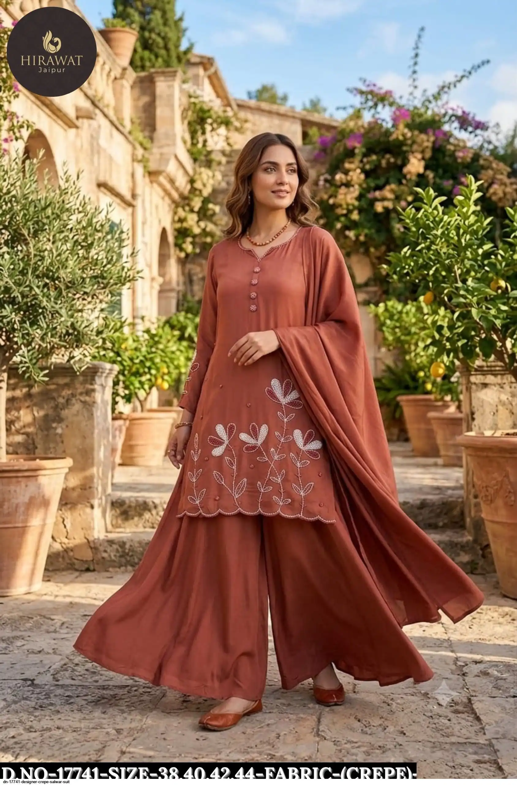 DN 17741 DESIGNER CREPE SALWAR SUIT A
