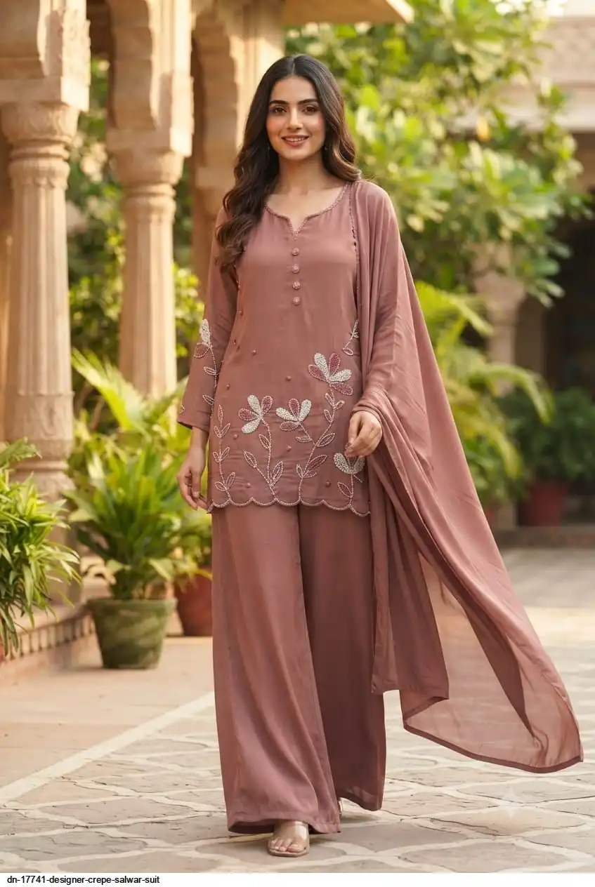 DN 17741 DESIGNER CREPE SALWAR SUIT B