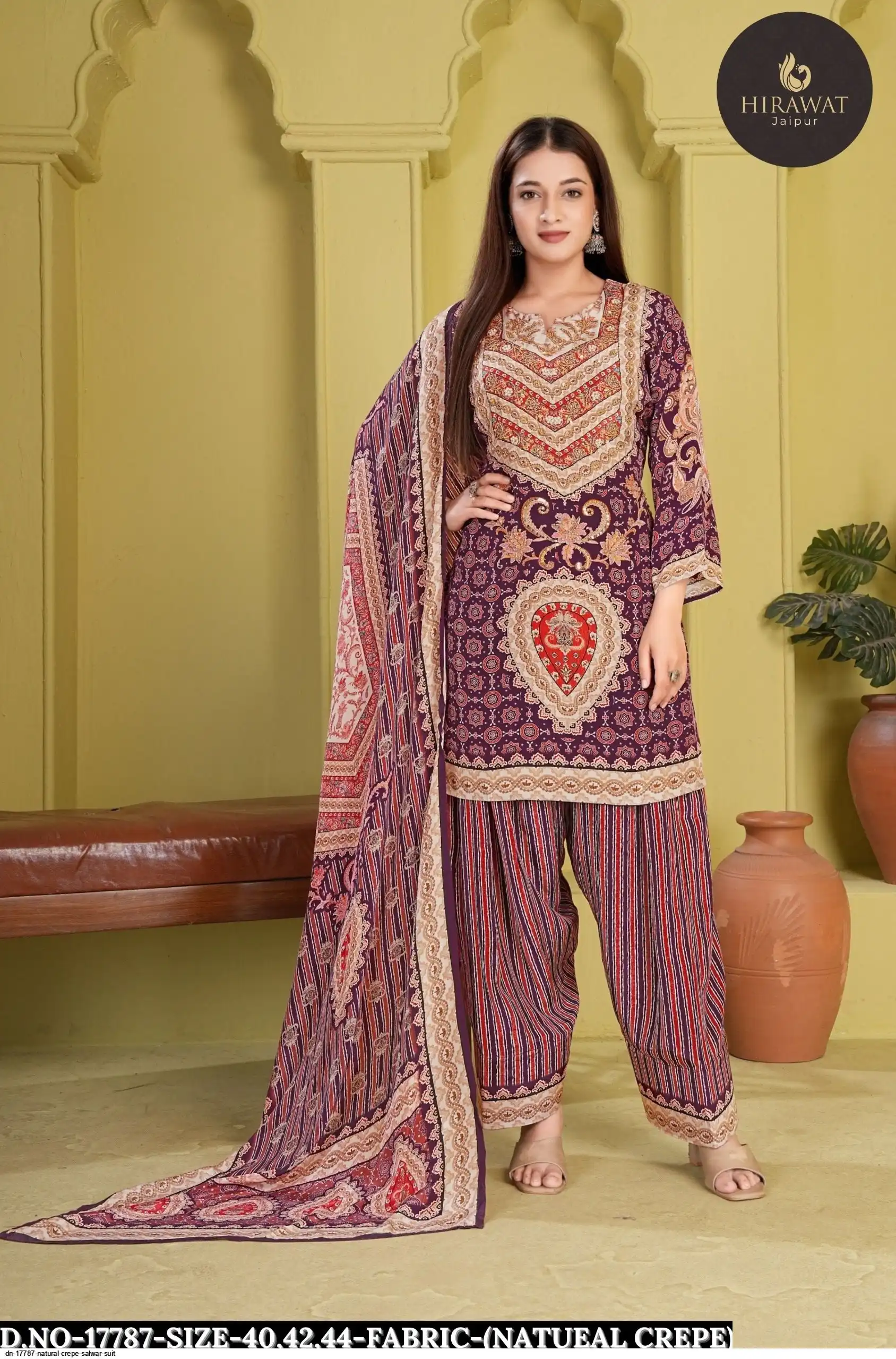DN 17787 NATURAL CREPE SALWAR SUIT A
