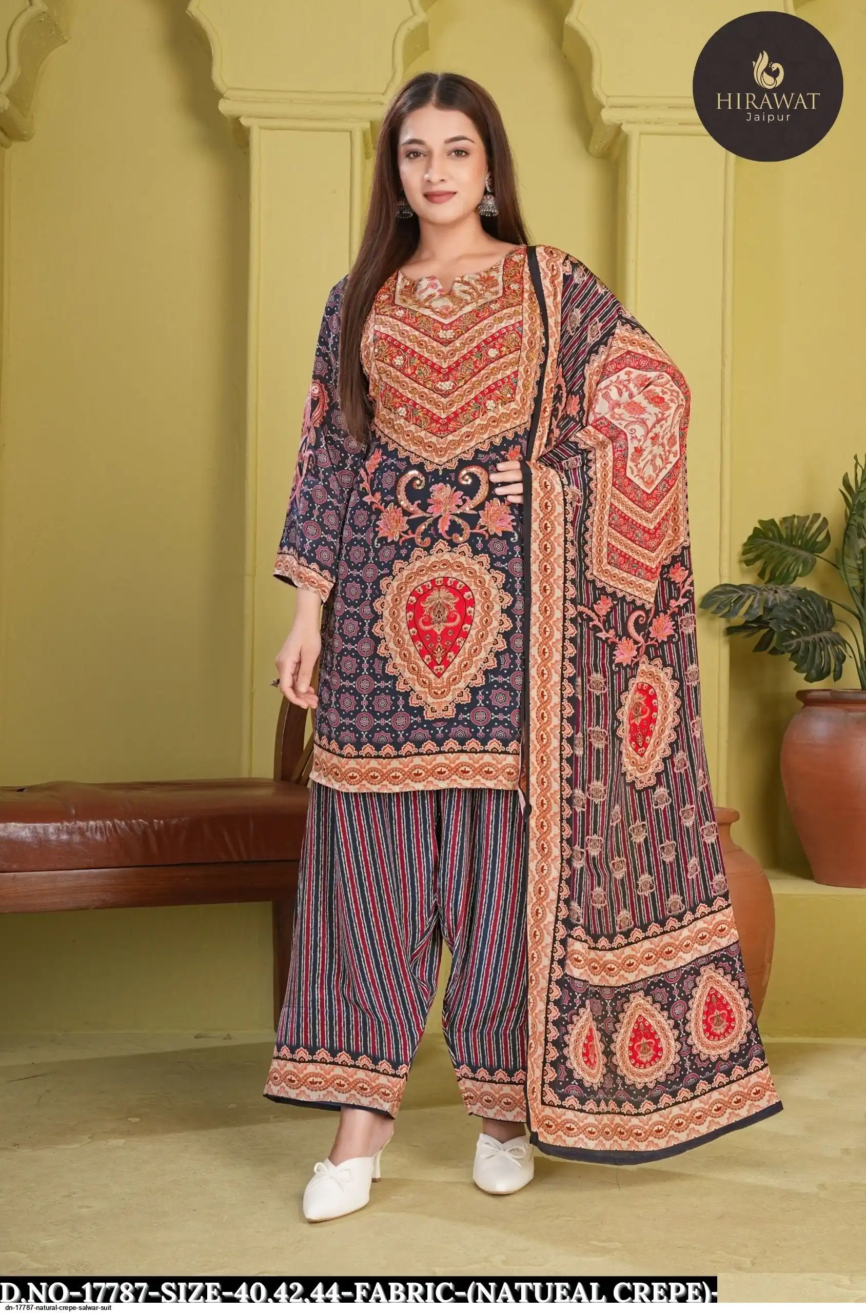 DN 17787 NATURAL CREPE SALWAR SUIT B