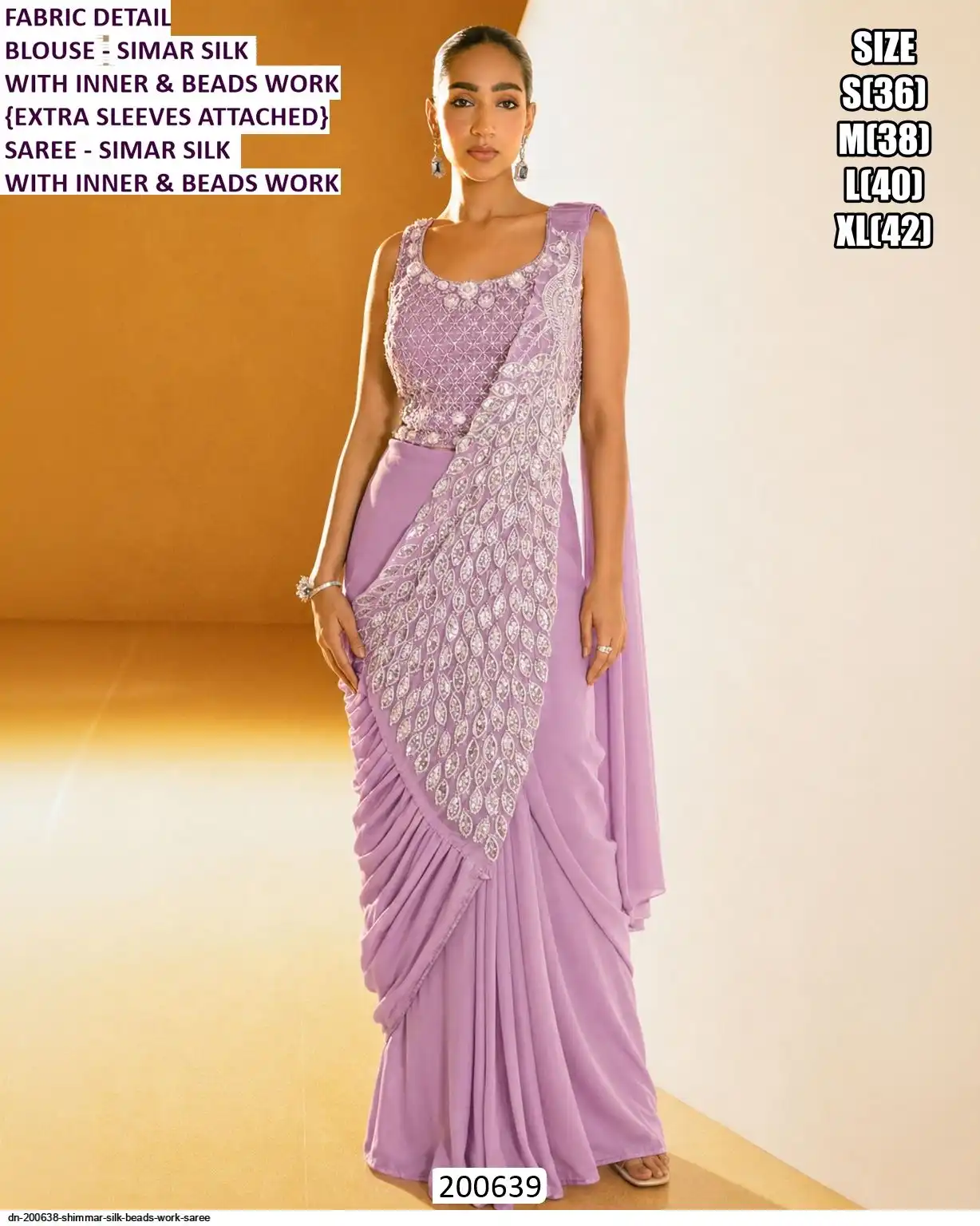 BEAUTIFUL SHIMMAR SILK BEADS WORK SAREE 200639