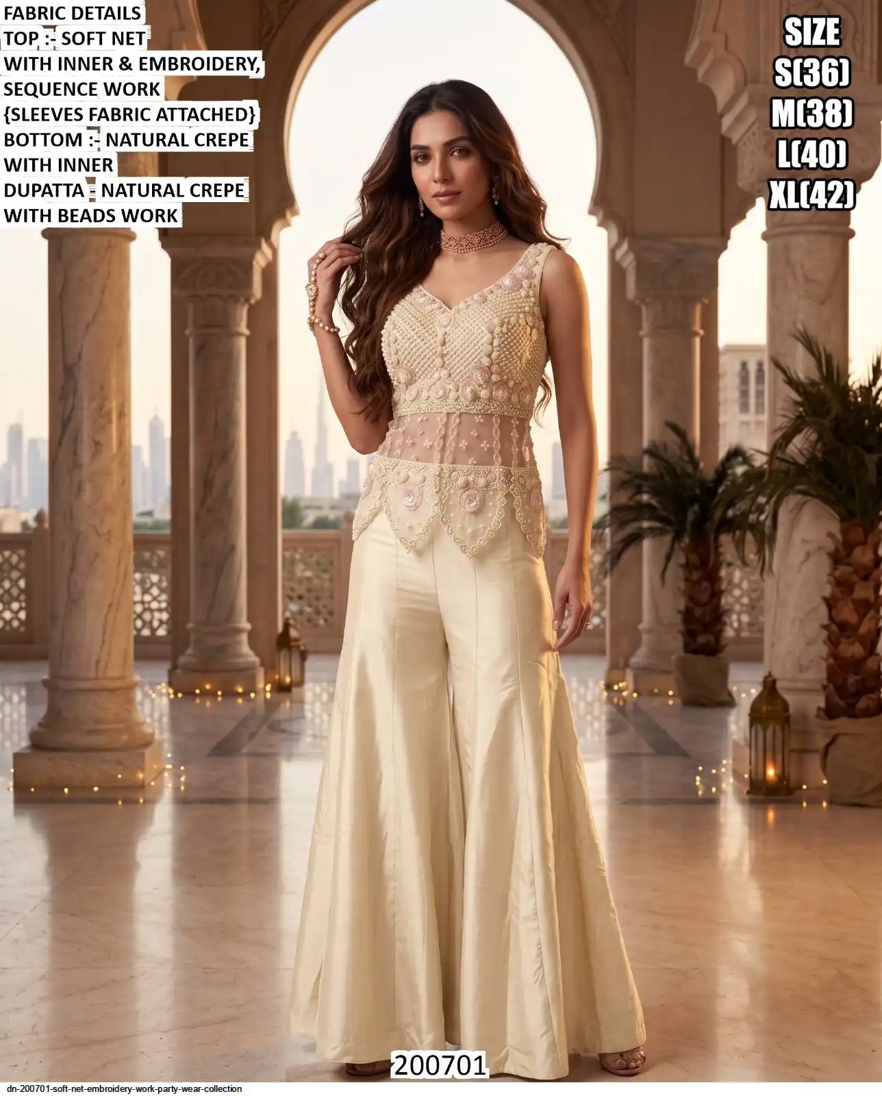 DN 200701 SOFT NET EMBROIDERY WORK PARTY WEAR COLLECTION C
