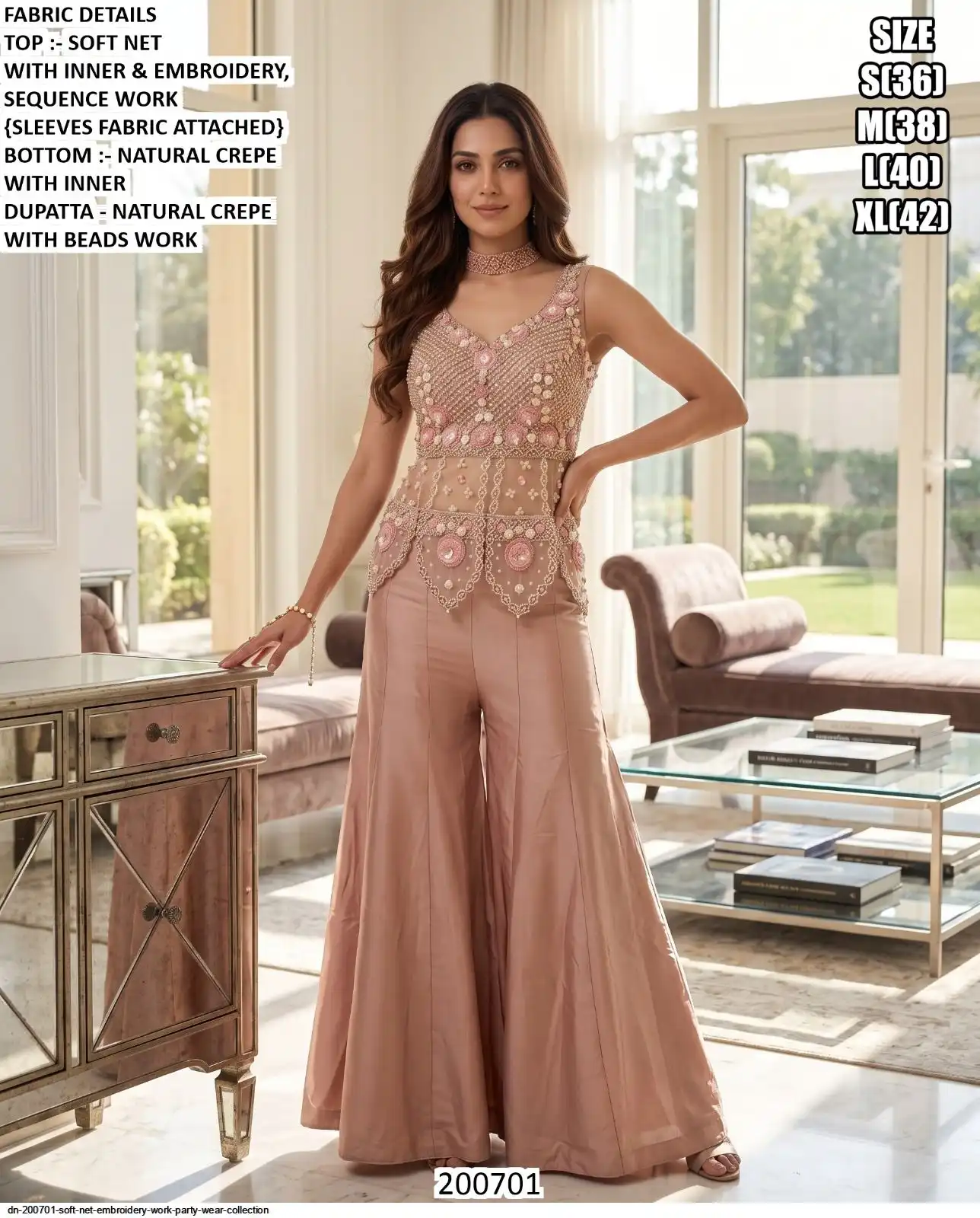 DN 200701 SOFT NET EMBROIDERY WORK PARTY WEAR COLLECTION A
