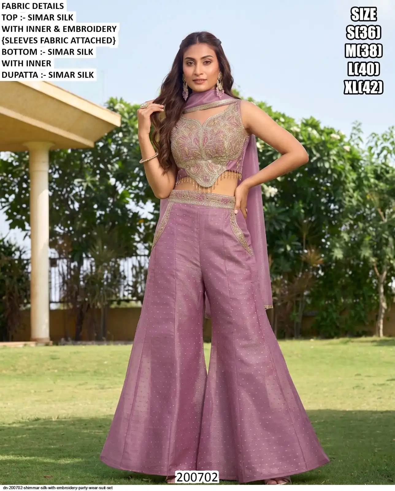 DN 200702 SHIMMAR SILK WITH EMBROIDERY PARTY WEAR SUIT SET B