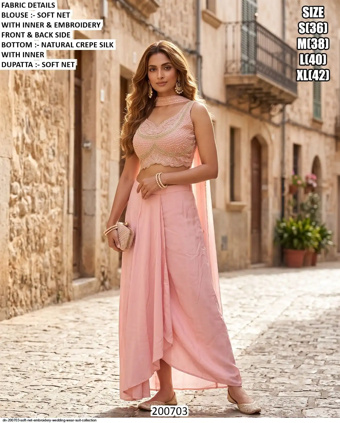 DN 200703 SOFT NET EMBROIDERY WEDDING WEAR SUIT COLLECTION A