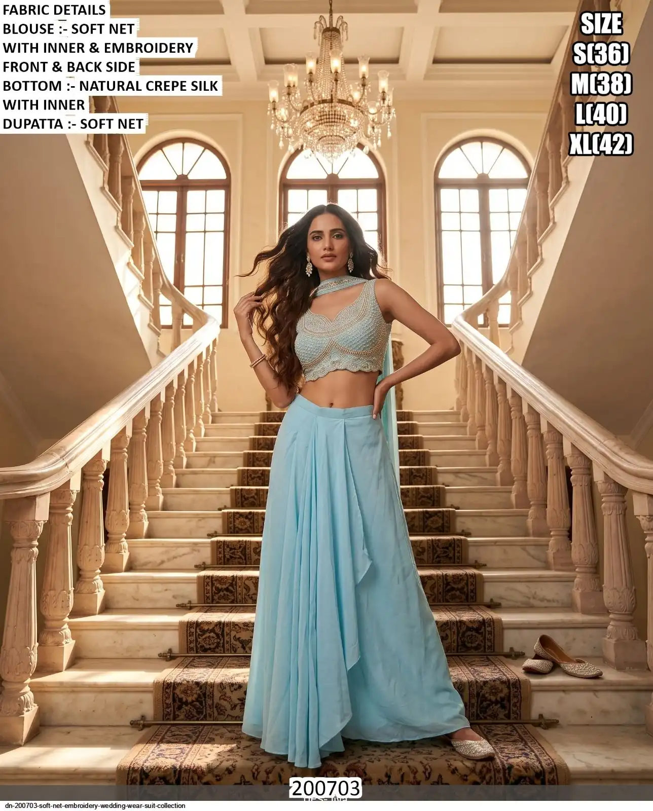 DN 200703 SOFT NET EMBROIDERY WEDDING WEAR SUIT COLLECTION B