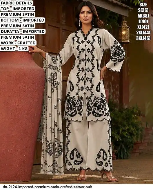 DN 2124 IMPORTED PREMIUM SATIN CRAFTED SALWAR SUIT C