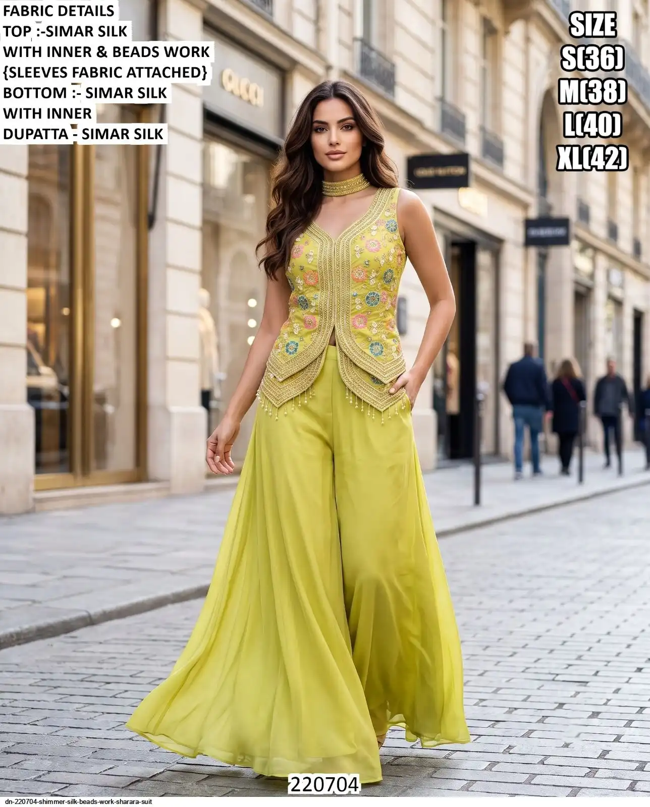DN 220704 SHIMMER SILK BEADS WORK SHARARA SUIT C