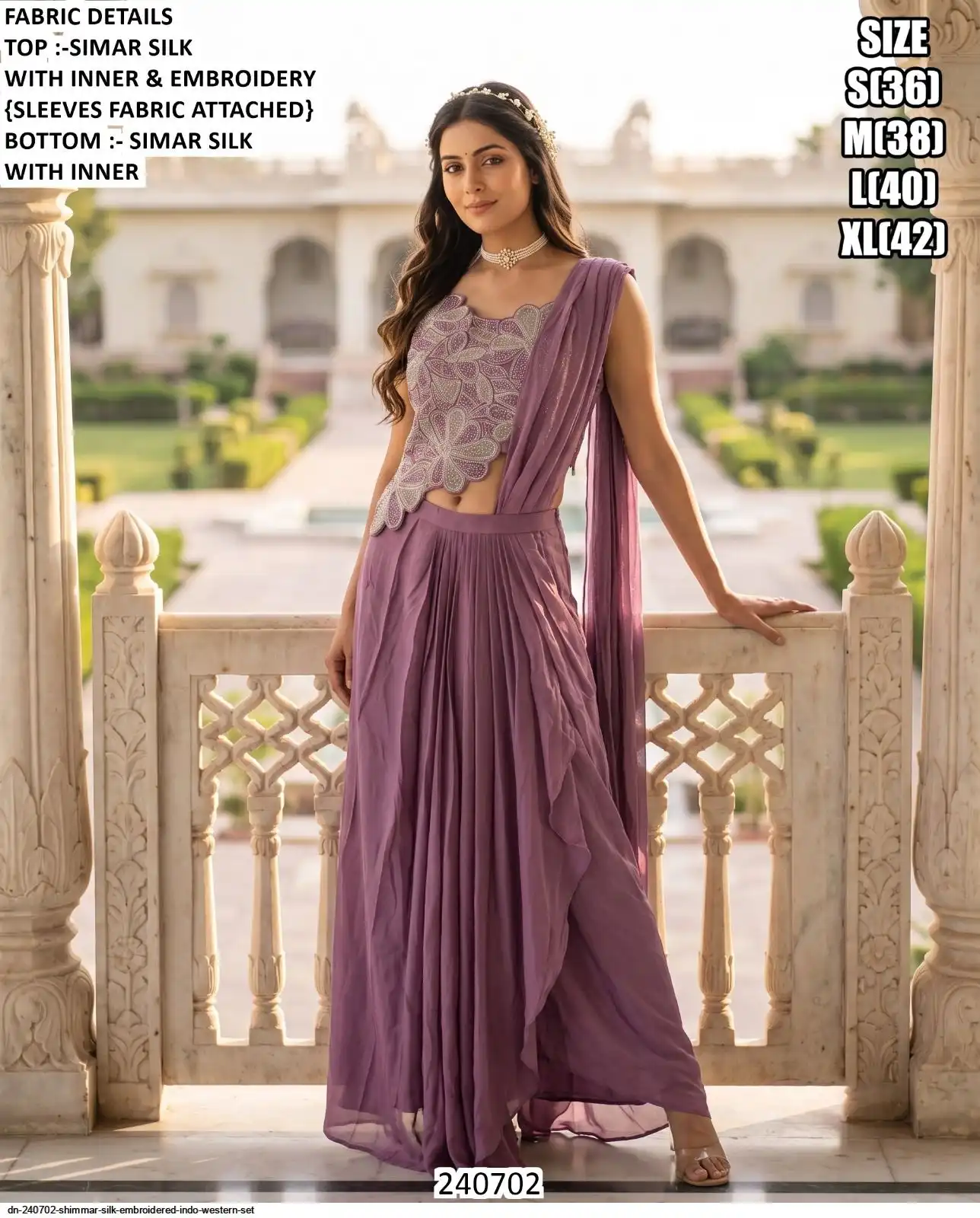 DN 240702 SHIMMAR SILK EMBROIDERED INDO WESTERN SET B