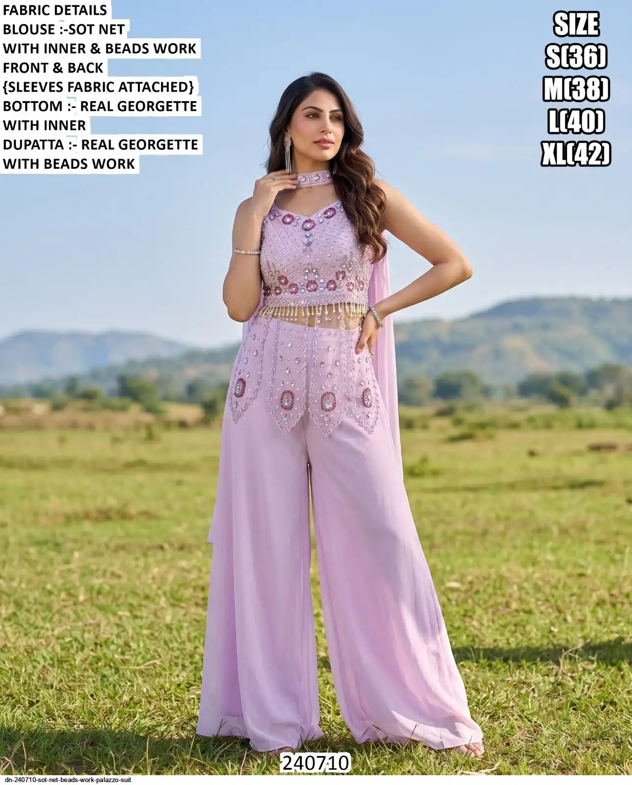 DN 240710 SOT NET BEADS WORK PALAZZO SUIT B