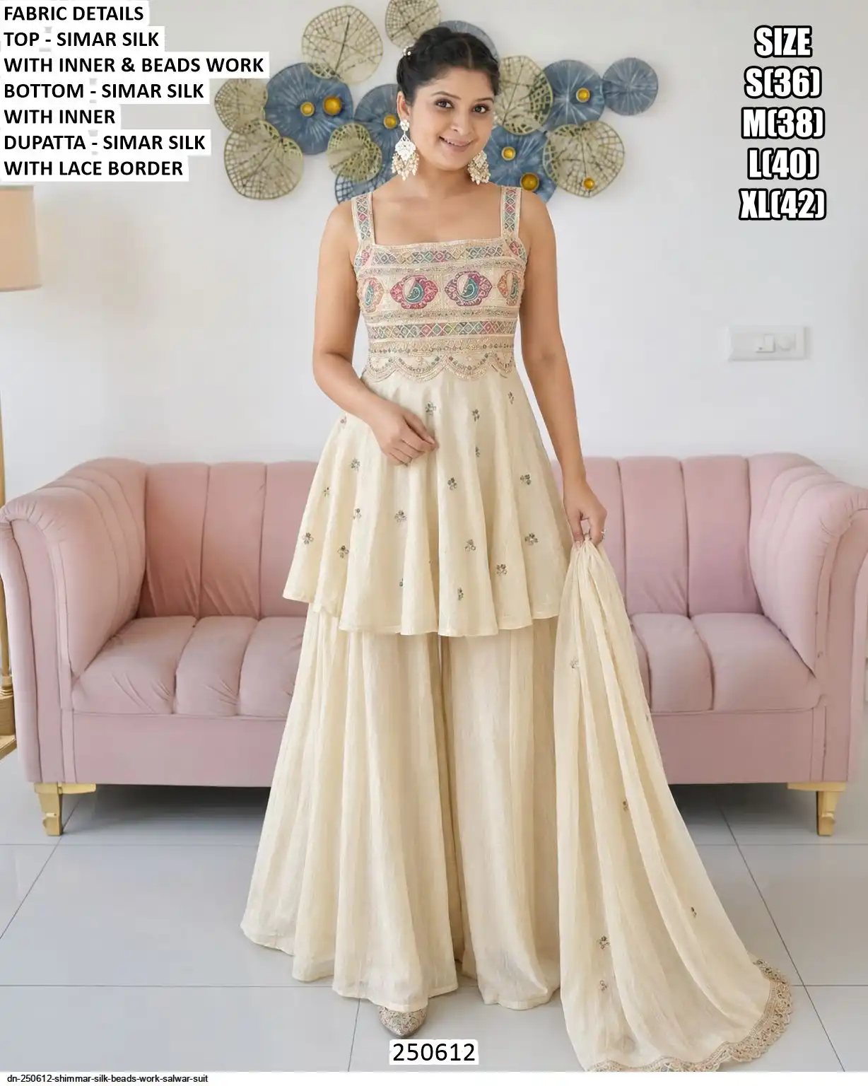 DN 250612 SHIMMAR SILK BEADS WORK SALWAR SUIT B