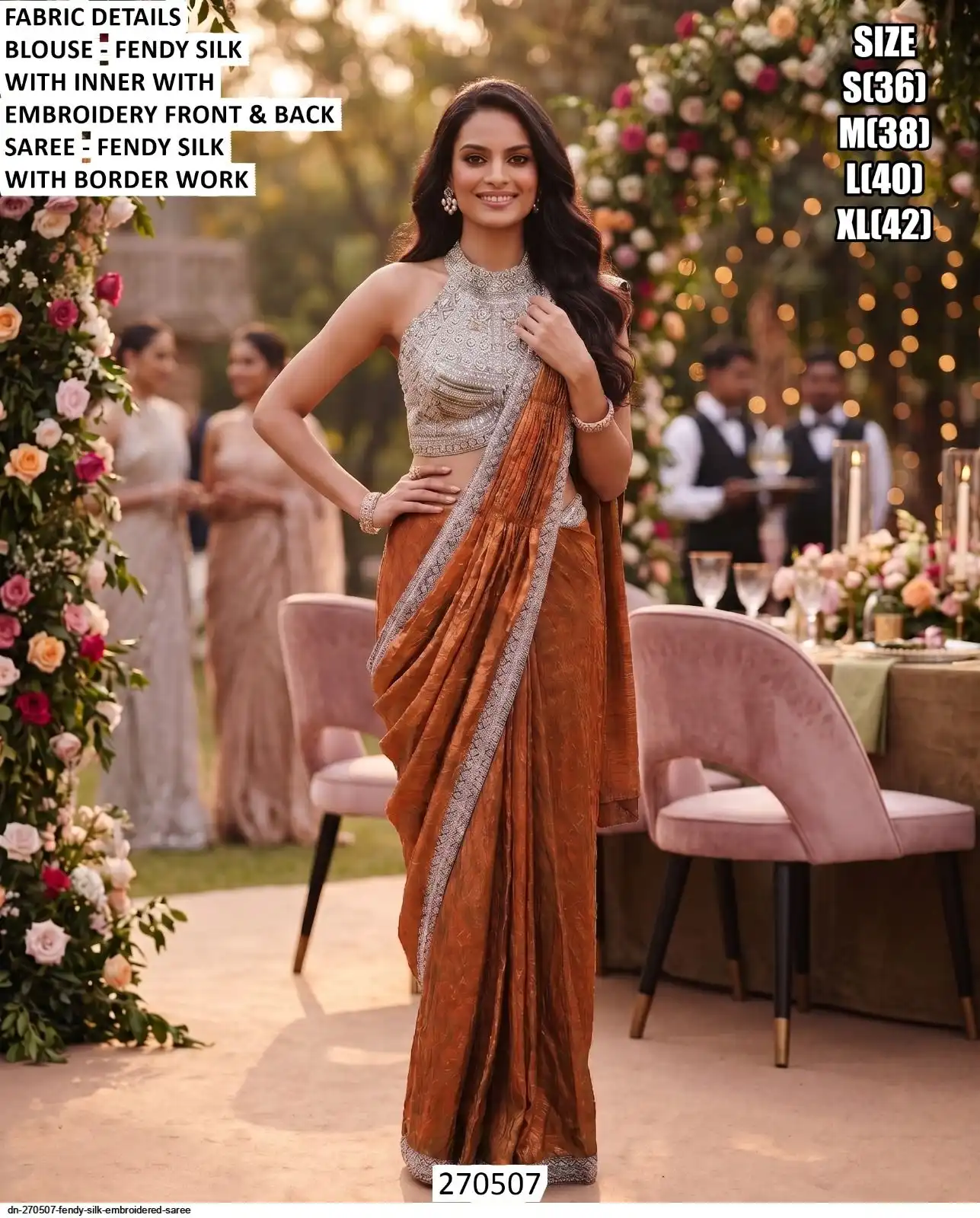 DN 270507 FENDY SILK EMBROIDERED SAREE A