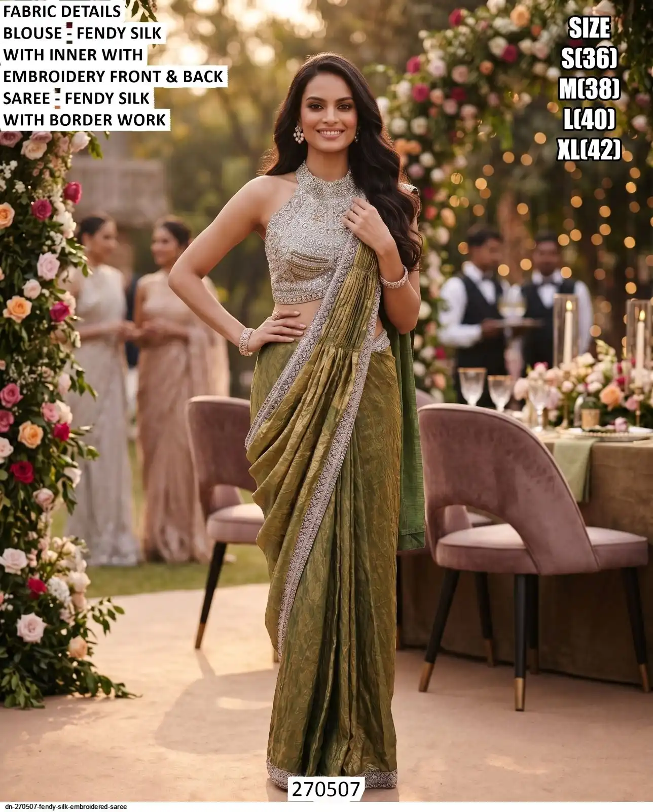 DN 270507 FENDY SILK EMBROIDERED SAREE B
