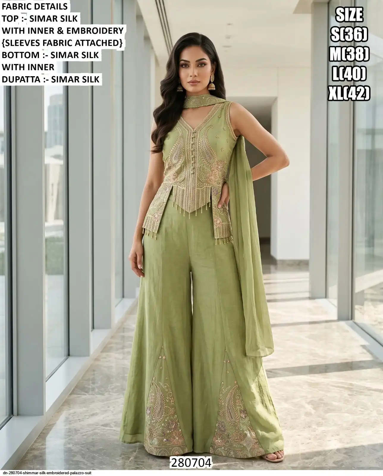DN 280704 SHIMMAR SILK EMBROIDERED PALAZZO SUIT A