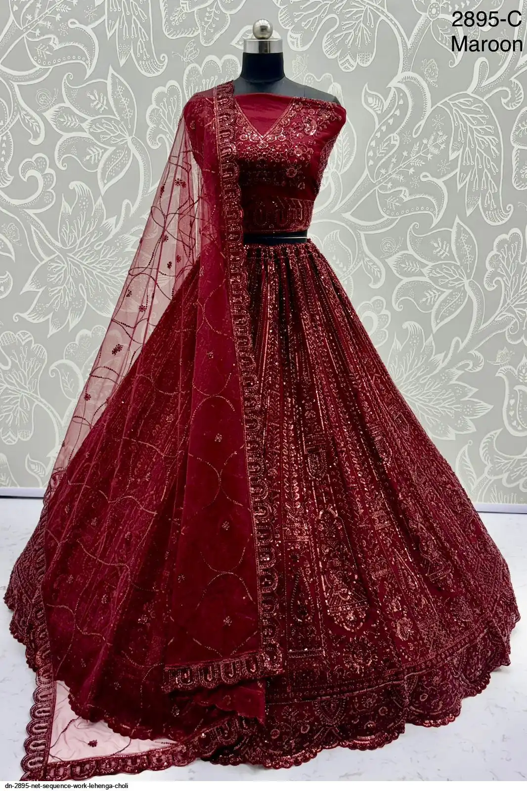 DN 2895 NET SEQUENCE WORK LEHENGA CHOLI