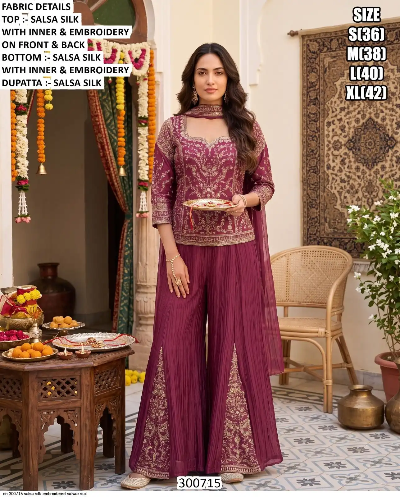 DN 300715 SALSA SILK EMBROIDERED SALWAR SUIT A