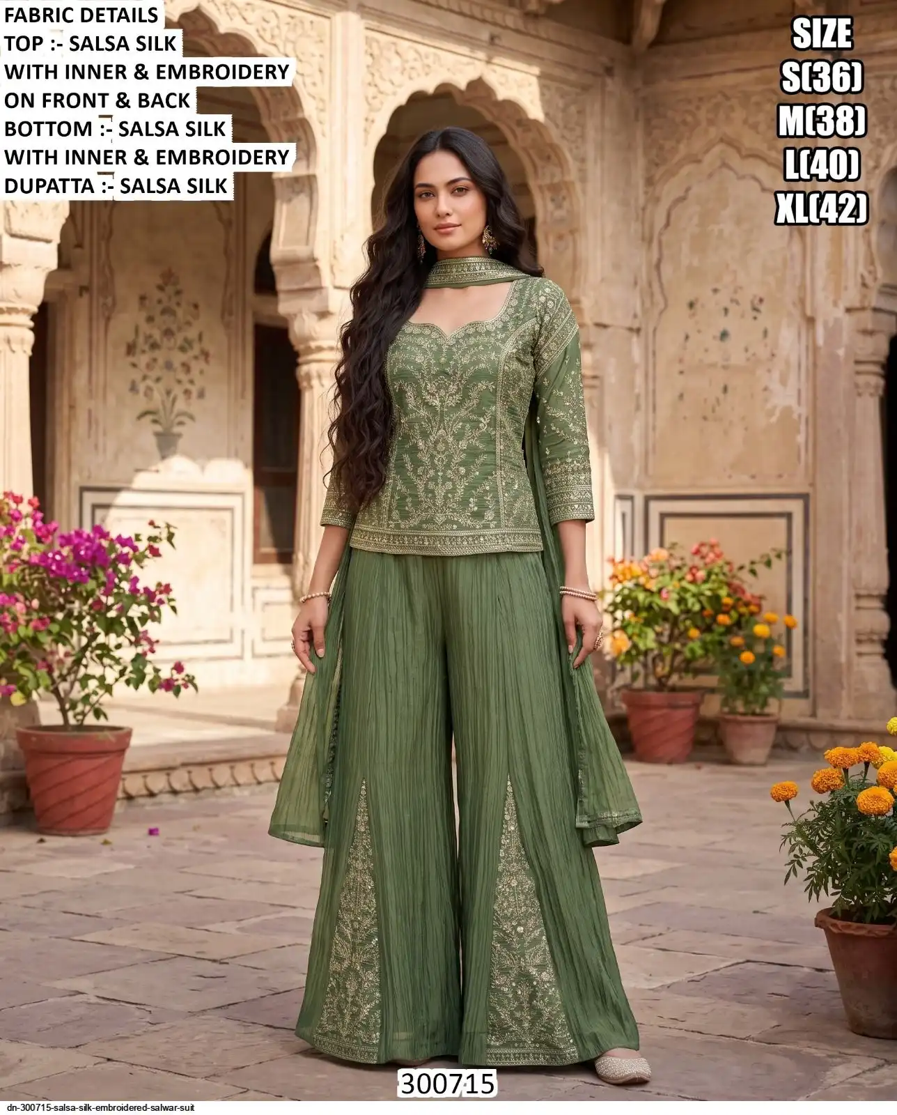 DN 300715 SALSA SILK EMBROIDERED SALWAR SUIT B