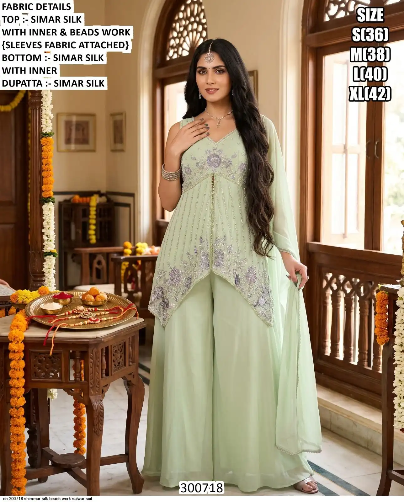 DN 300718 SHIMMAR SILK BEADS WORK SALWAR SUIT A