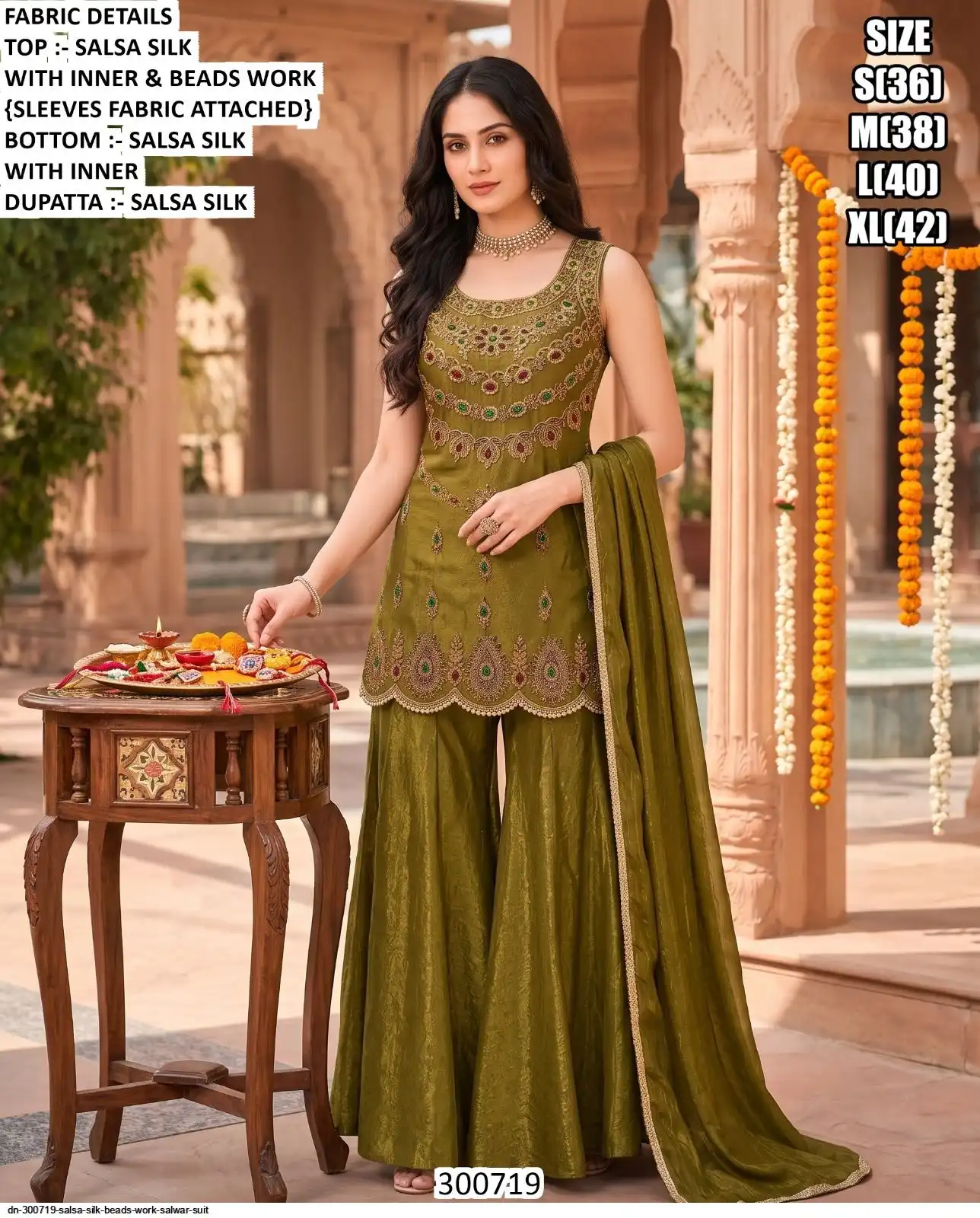 DN 300719 SALSA SILK BEADS WORK SALWAR SUIT B