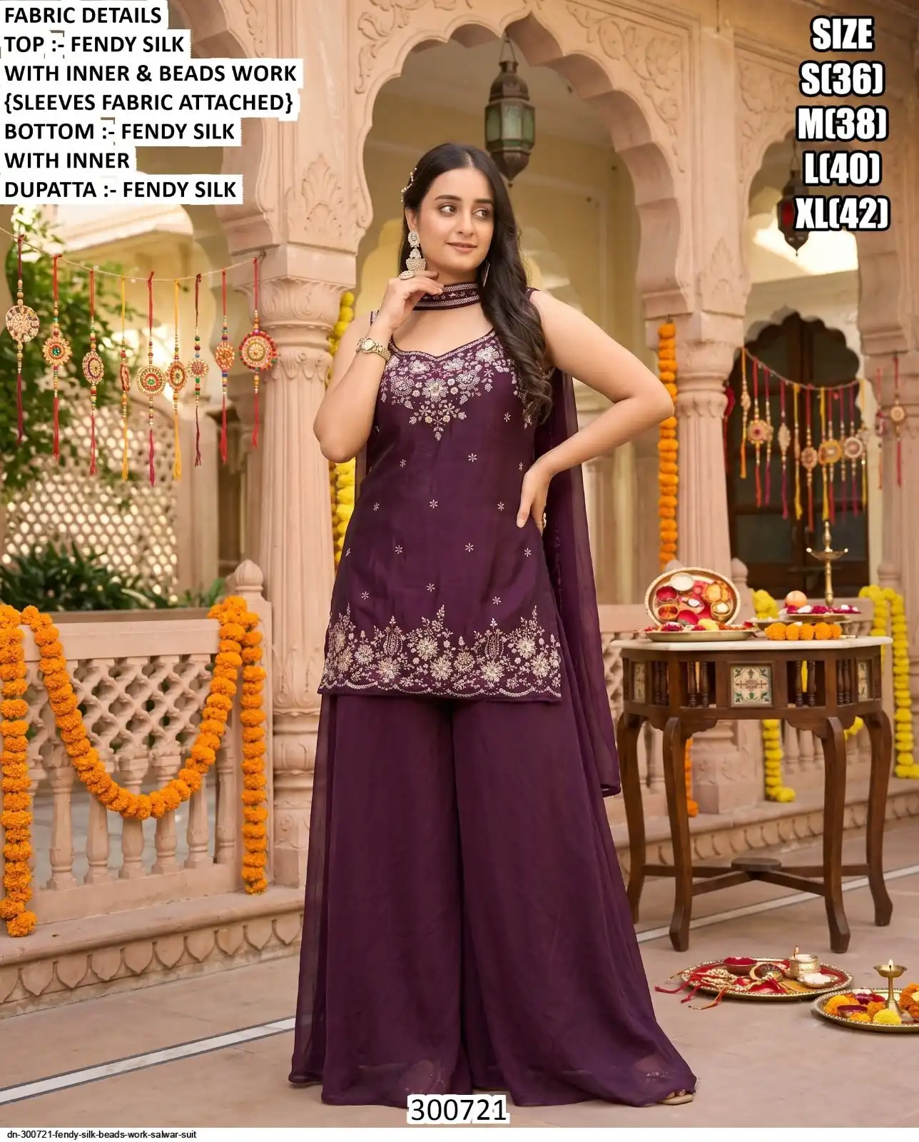 DN 300721 FENDY SILK BEADS WORK SALWAR SUIT B