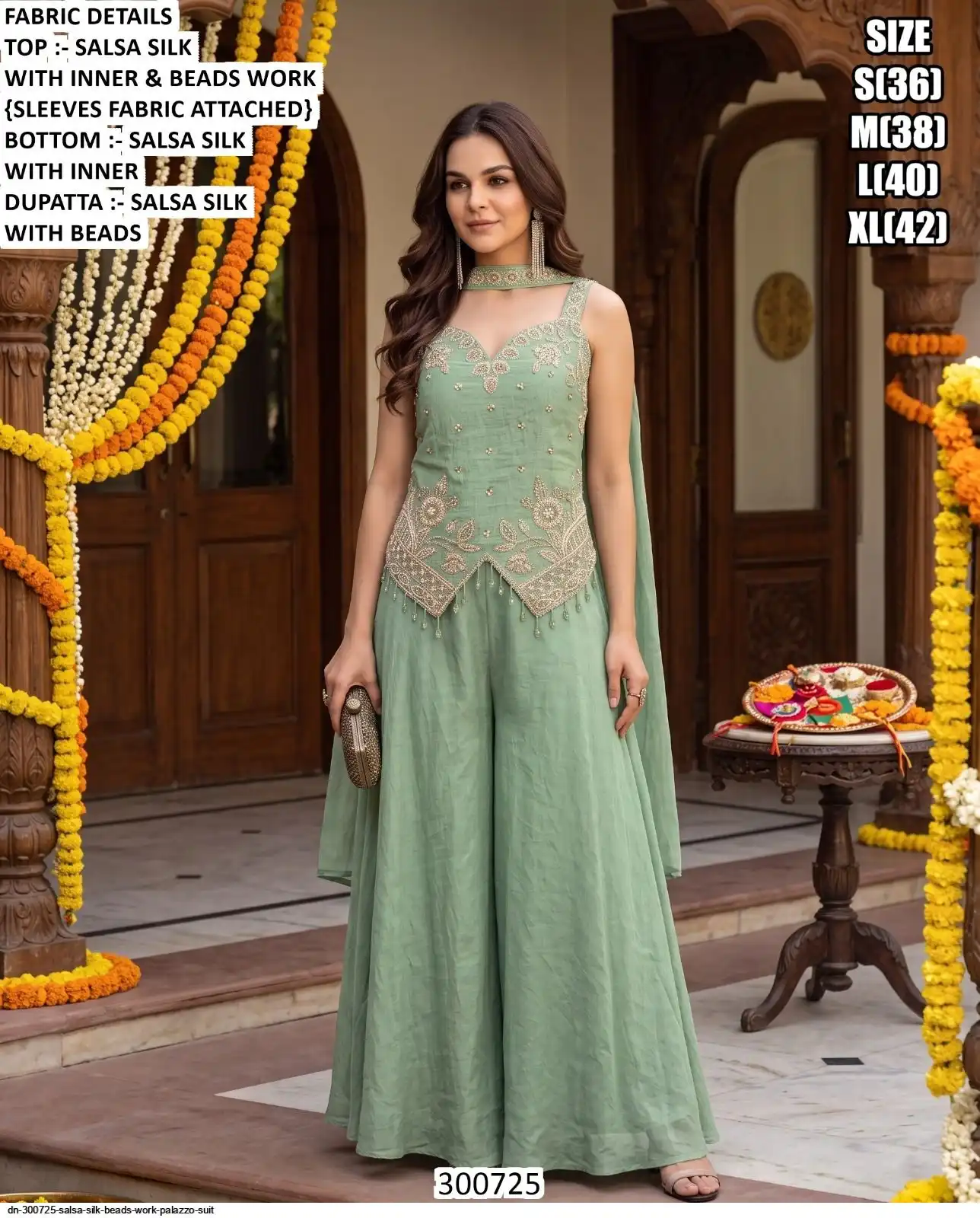 DN 300725 SALSA SILK BEADS WORK PALAZZO SUIT A