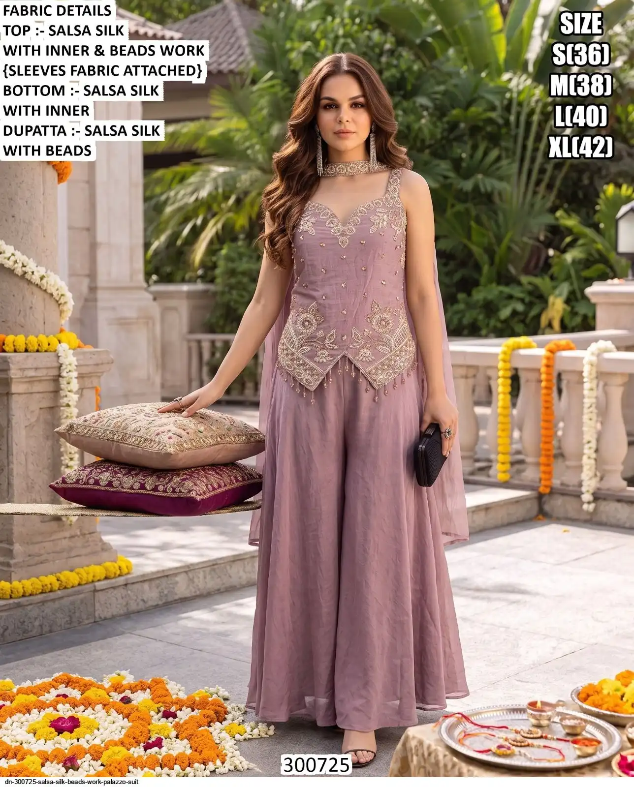 DN 300725 SALSA SILK BEADS WORK PALAZZO SUIT B