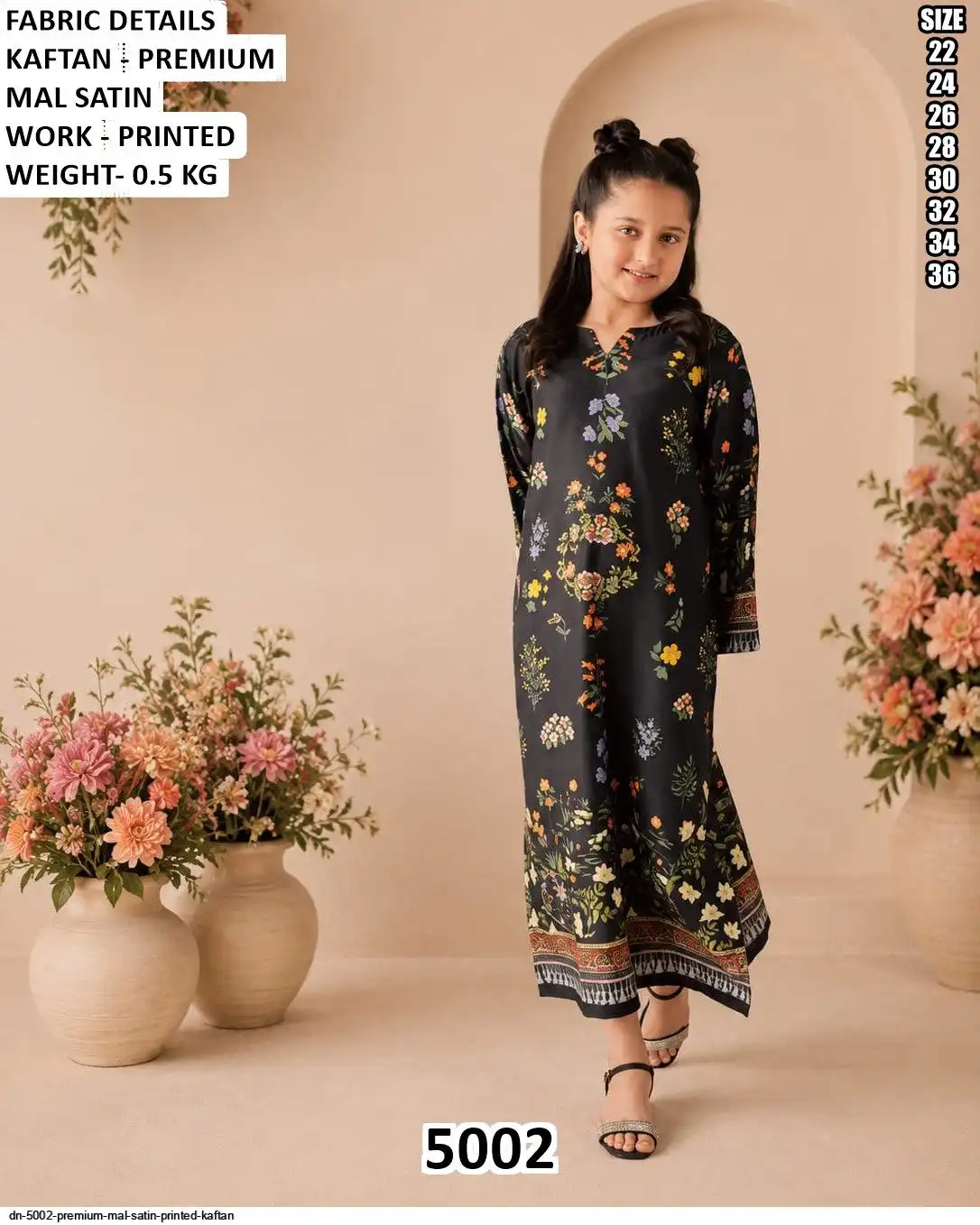 DN 5002 PREMIUM MAL SATIN PRINTED KAFTAN B