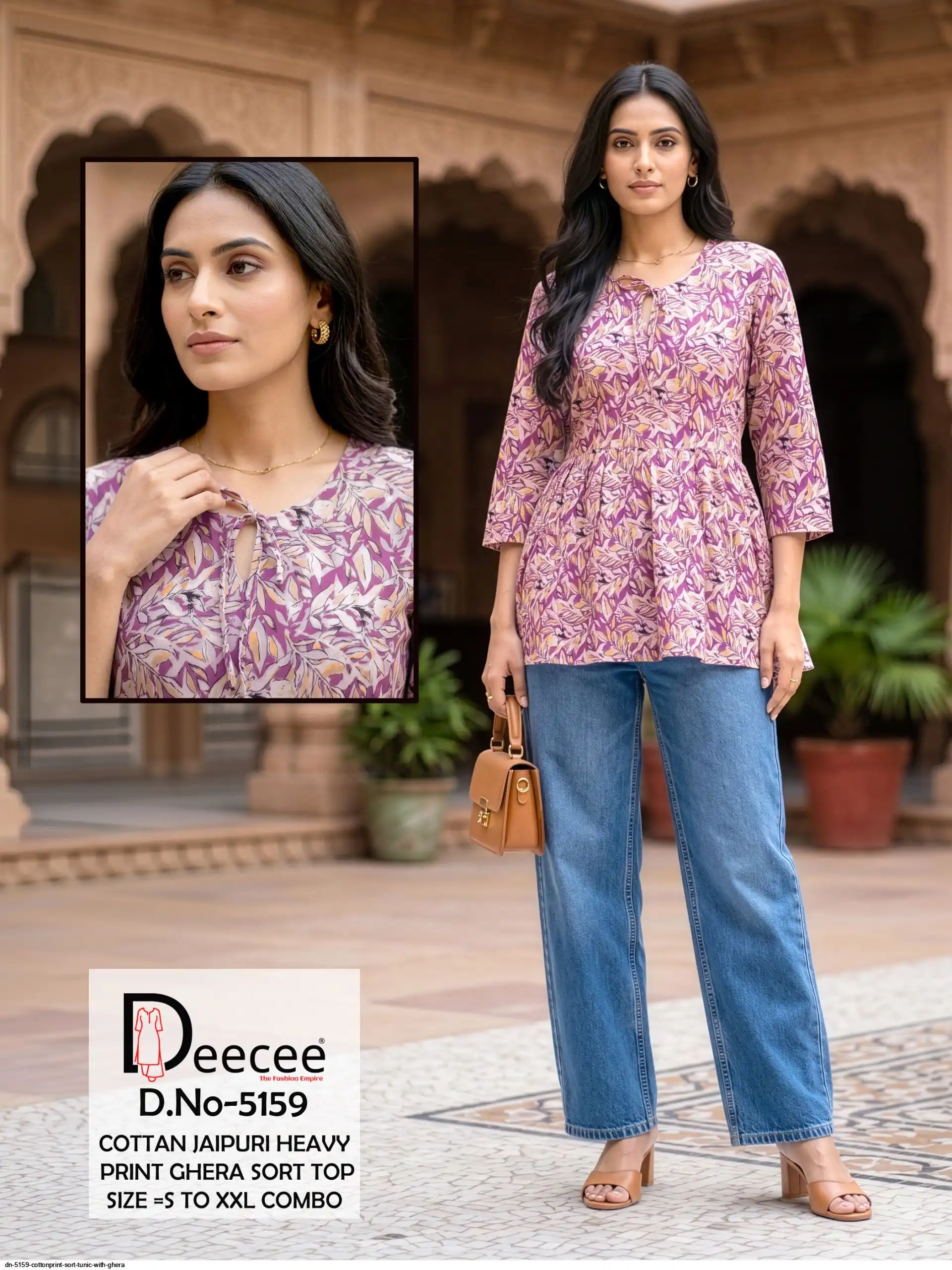 DN 5159 COTTON PRINT SORT TUNIC WITH GHERA B