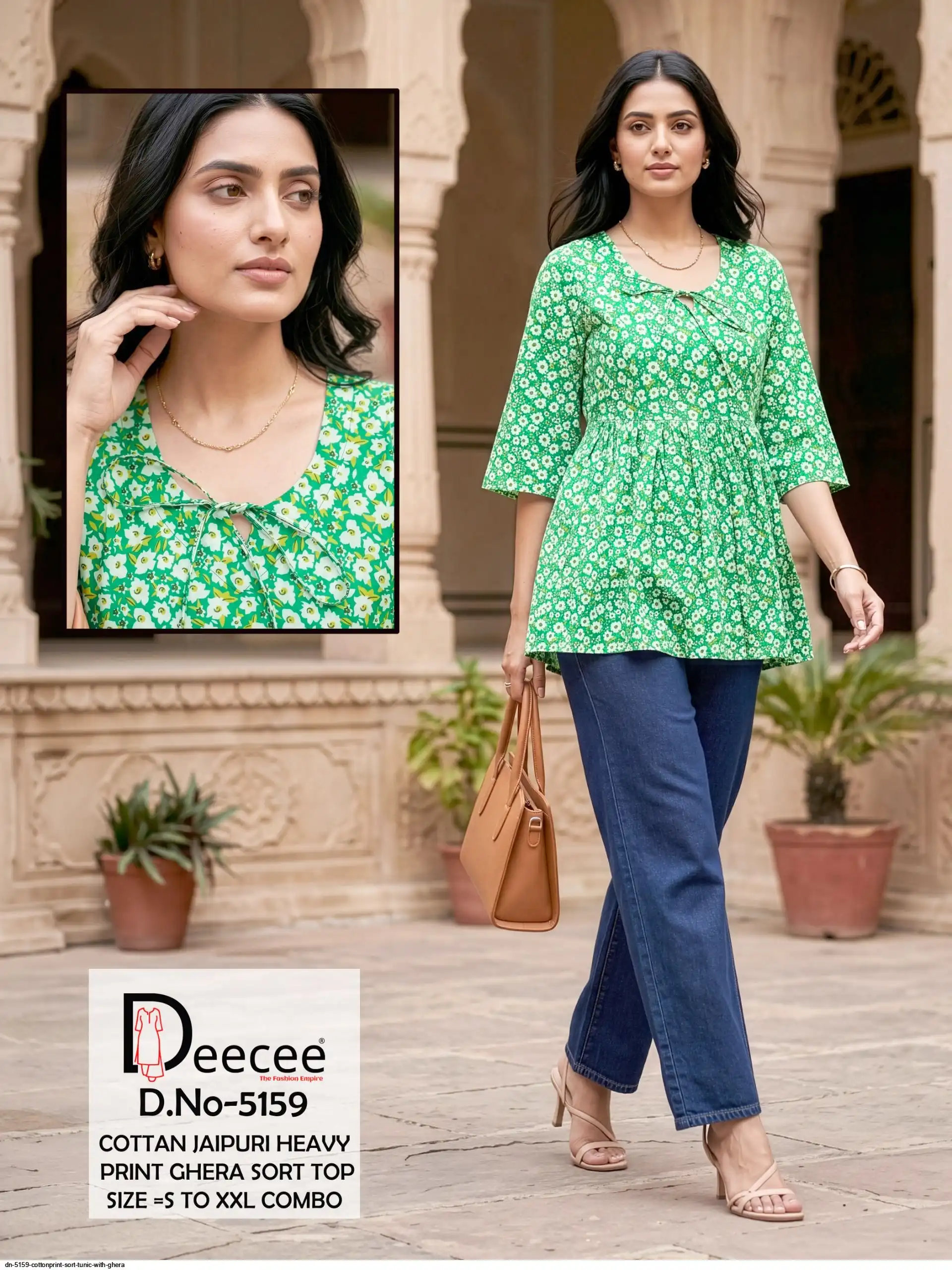 DN 5159 COTTON PRINT SORT TUNIC WITH GHERA A