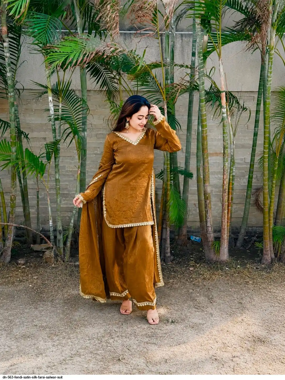 DN 563 FENDI SATIN SILK FARSI SALWAR SUIT 1