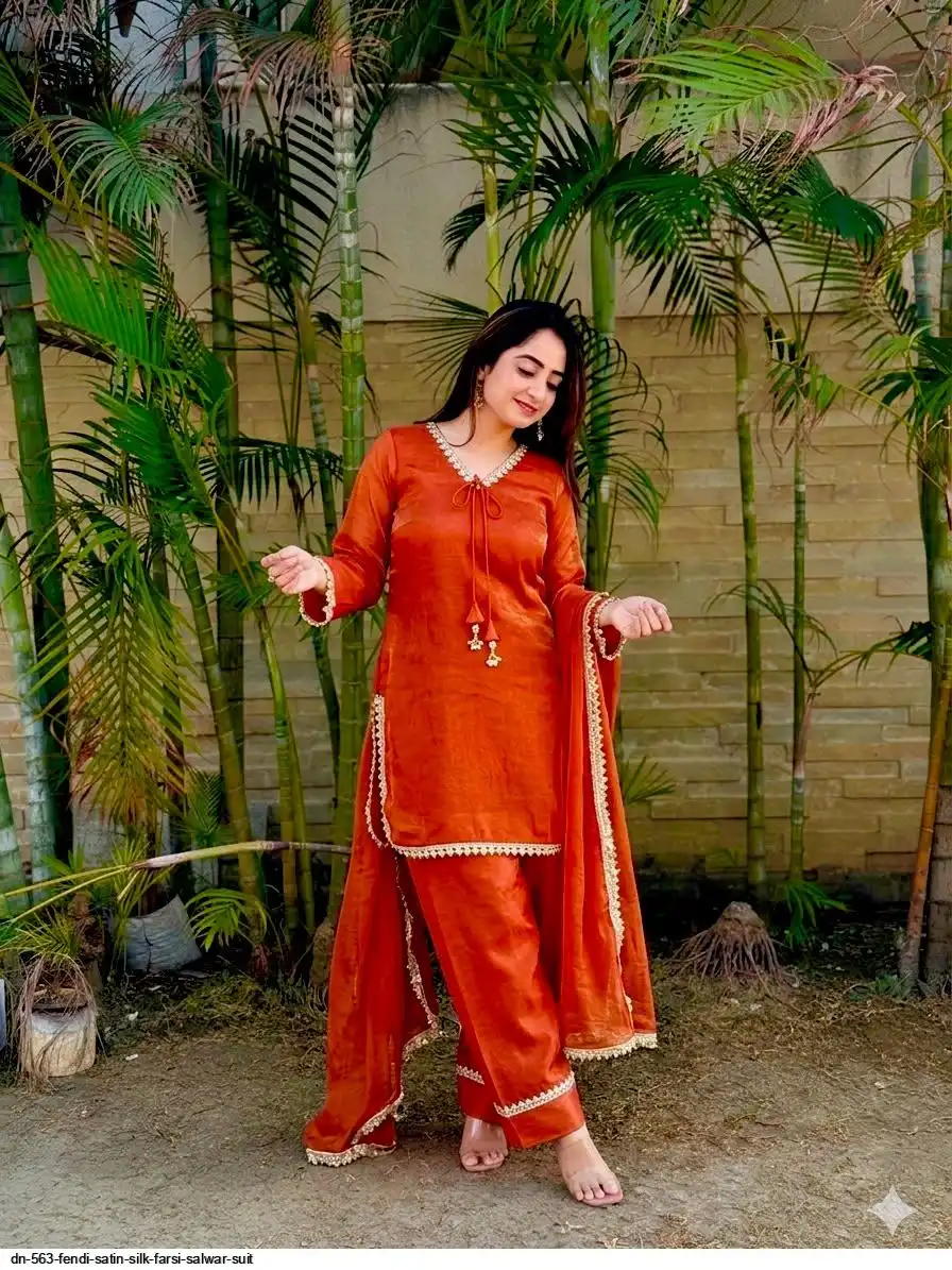 DN 563 FENDI SATIN SILK FARSI SALWAR SUIT 4