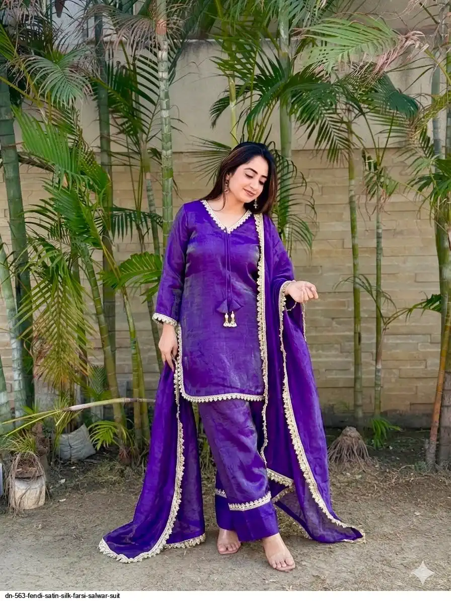 DN 563 FENDI SATIN SILK FARSI SALWAR SUIT 5