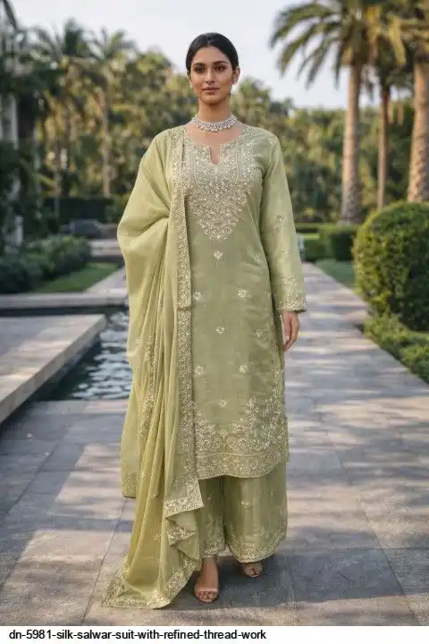 DN 5981 SILK SALWAR SUIT WITH REFINED THREAD WORK B