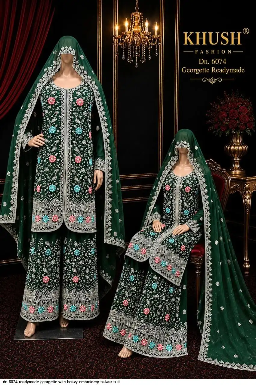 DN 6074 READYMADE GEORGETTE WITH HEAVY EMBROIDERY SALWAR SUIT 3