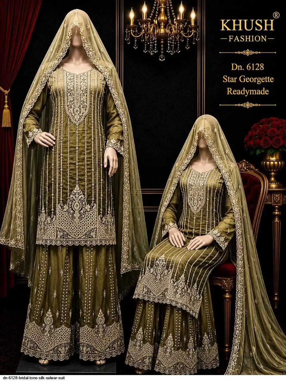 DN 6128 BRIDAL TONE SILK SALWAR SUIT 3