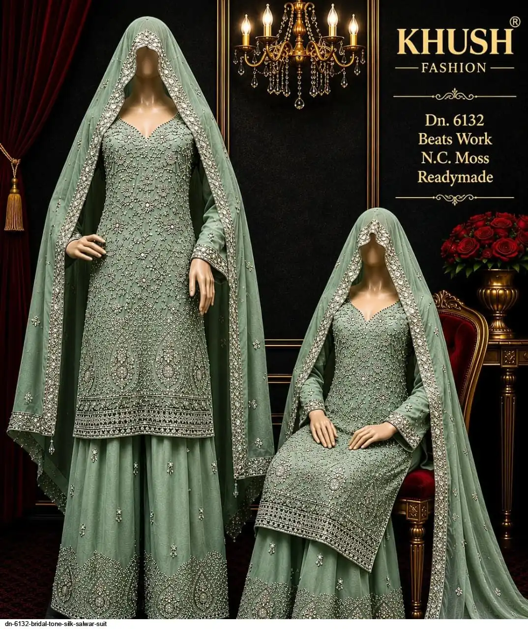 DN 6132 BRIDAL TONE SILK SALWAR SUIT 3
