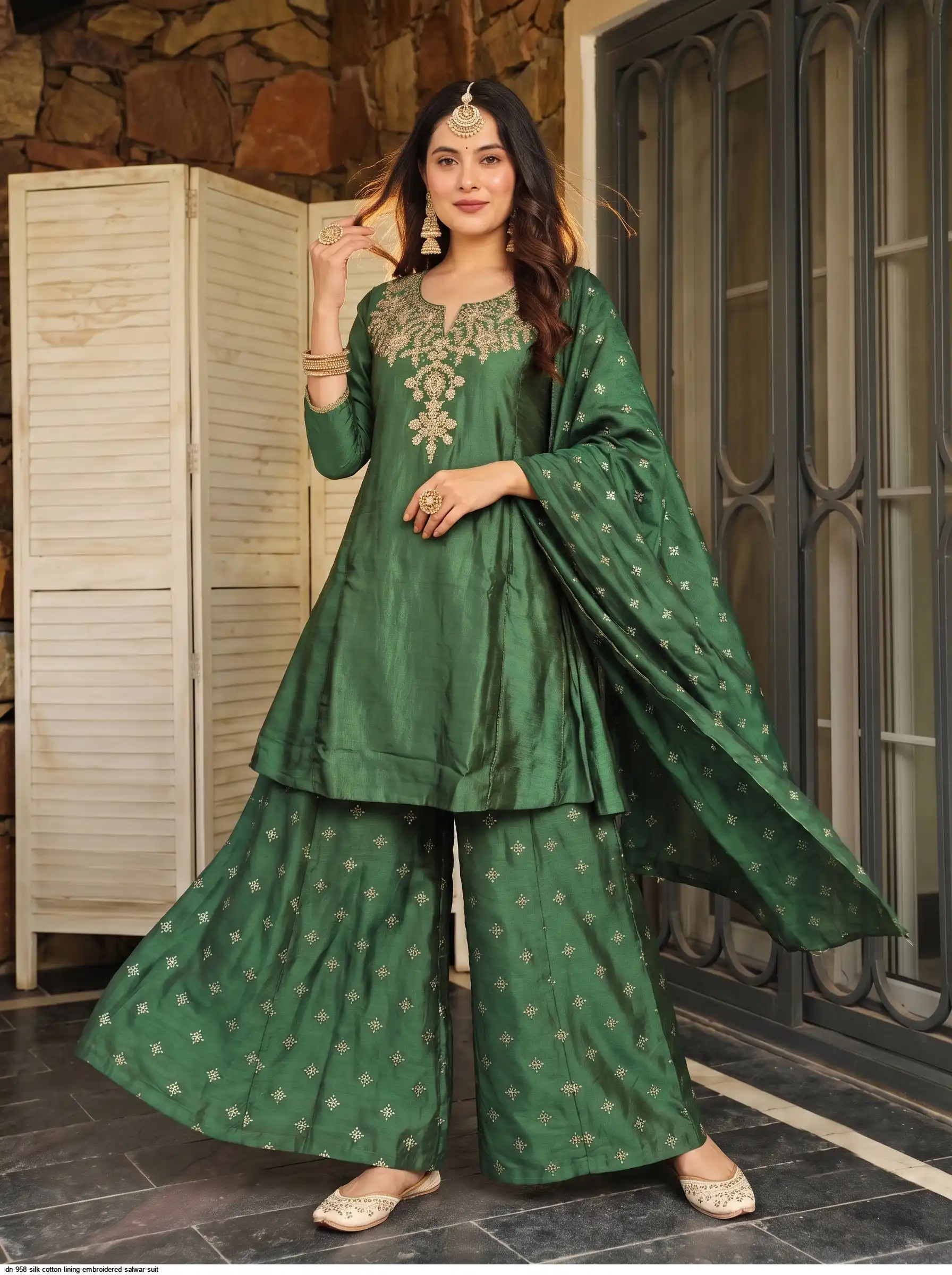 DN 958 SILK COTTON LINING EMBROIDERED SALWAR SUIT B